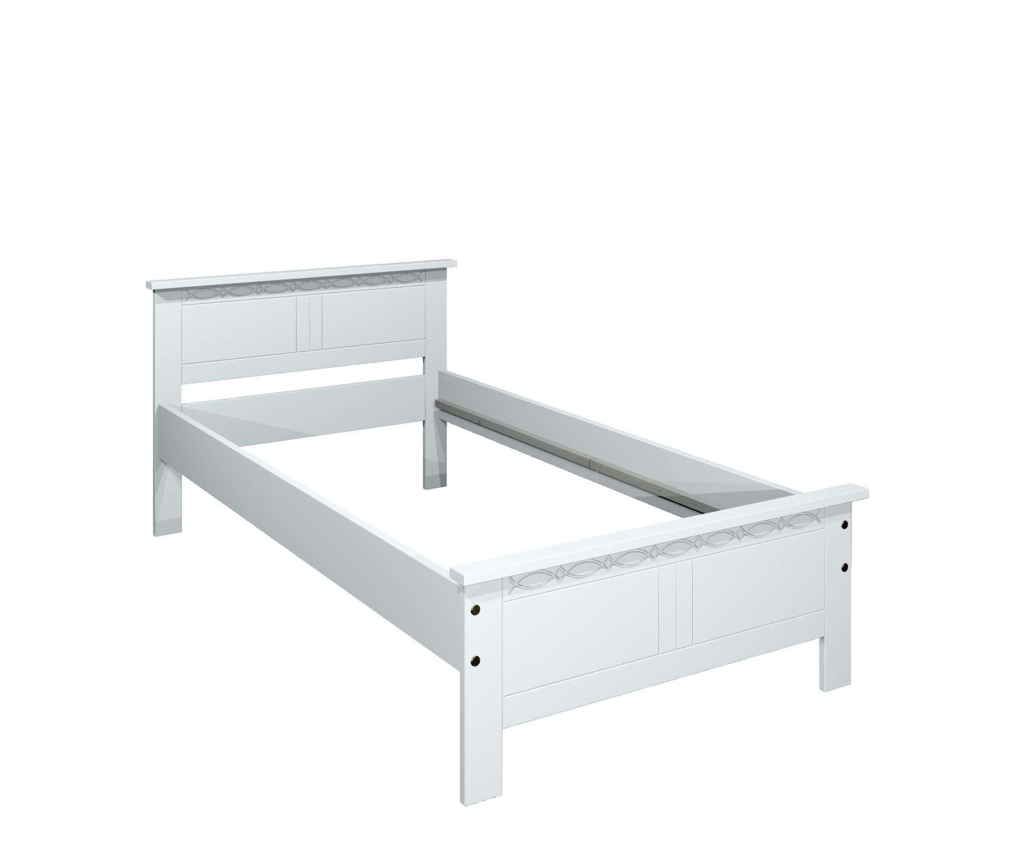 OTTO home Massivholzbett Indra, Landhausstil, edles Design,zertifiziertes Massivholz (Breite/Belastbarkeit 180cm/220 KG, 140cm/180 KG, 90cm/120 KG), mit Kopfteil, mit dekorativen Fräsungen, aus Kiefer