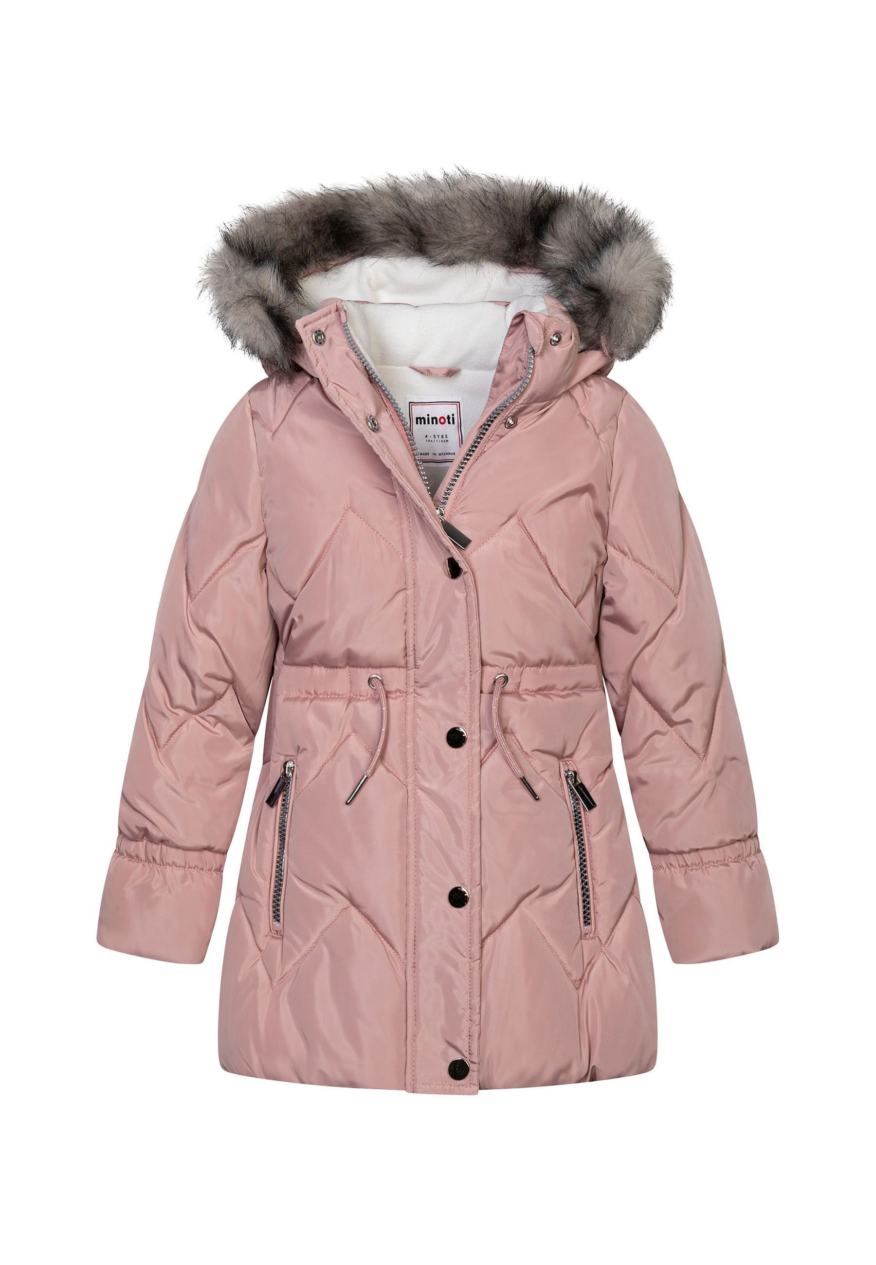 MINOTI Winterjacke Kapuzen-Pufferjacke mit Pelzbesatz (1y-8y)