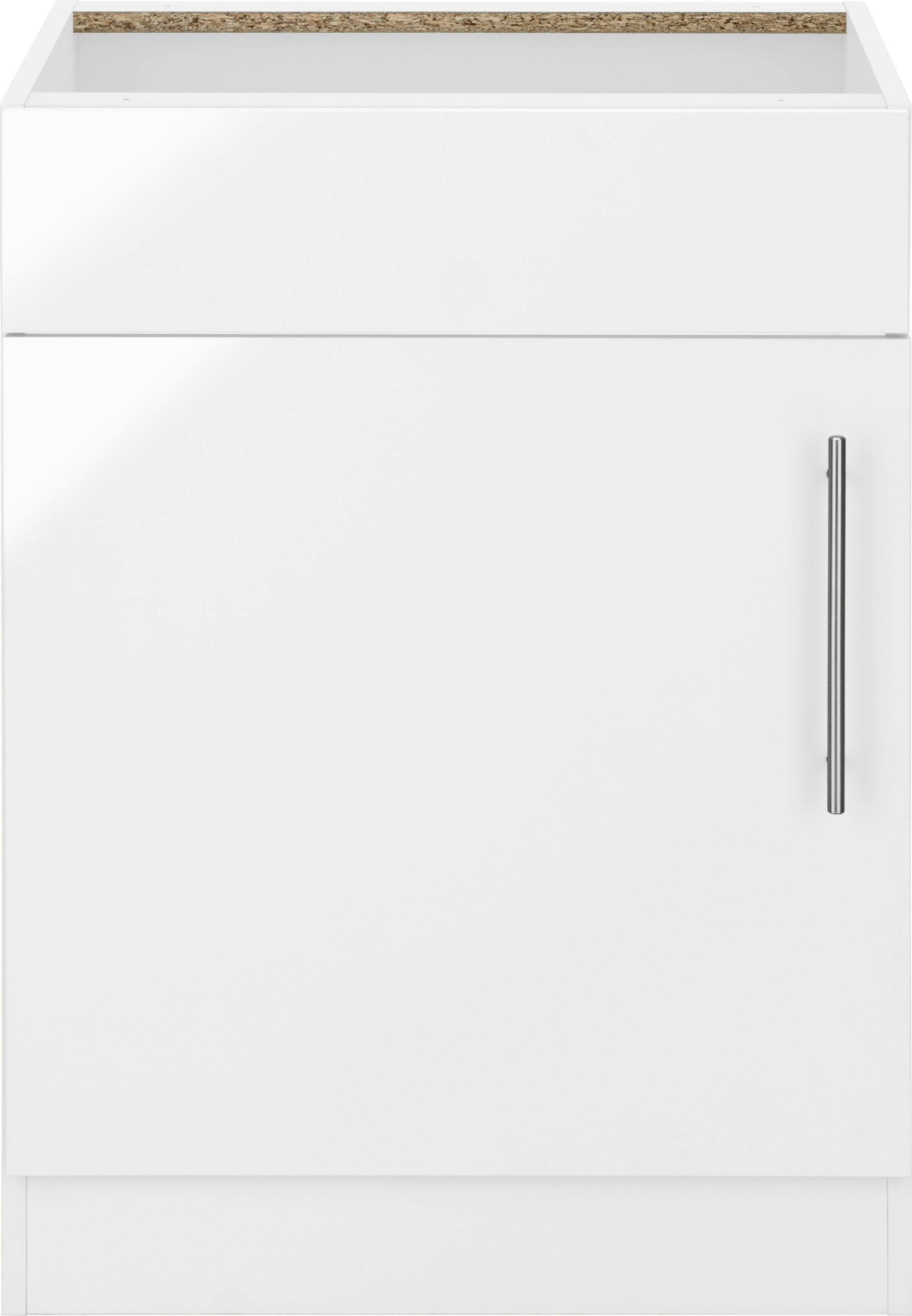 wiho Glanz, Küchen ohne 60 Weiß weiß Korpus: Spülenschrank cm | Weiß Arbeitsplatte Cali Front: breit,