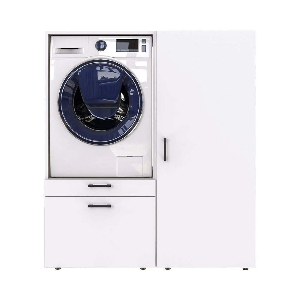 Roomart Waschmaschinenumbauschrank (Roomart Waschmachinenschrank für weiß | Weiß HBT:145x127x66) Hauswirtschaftsraum