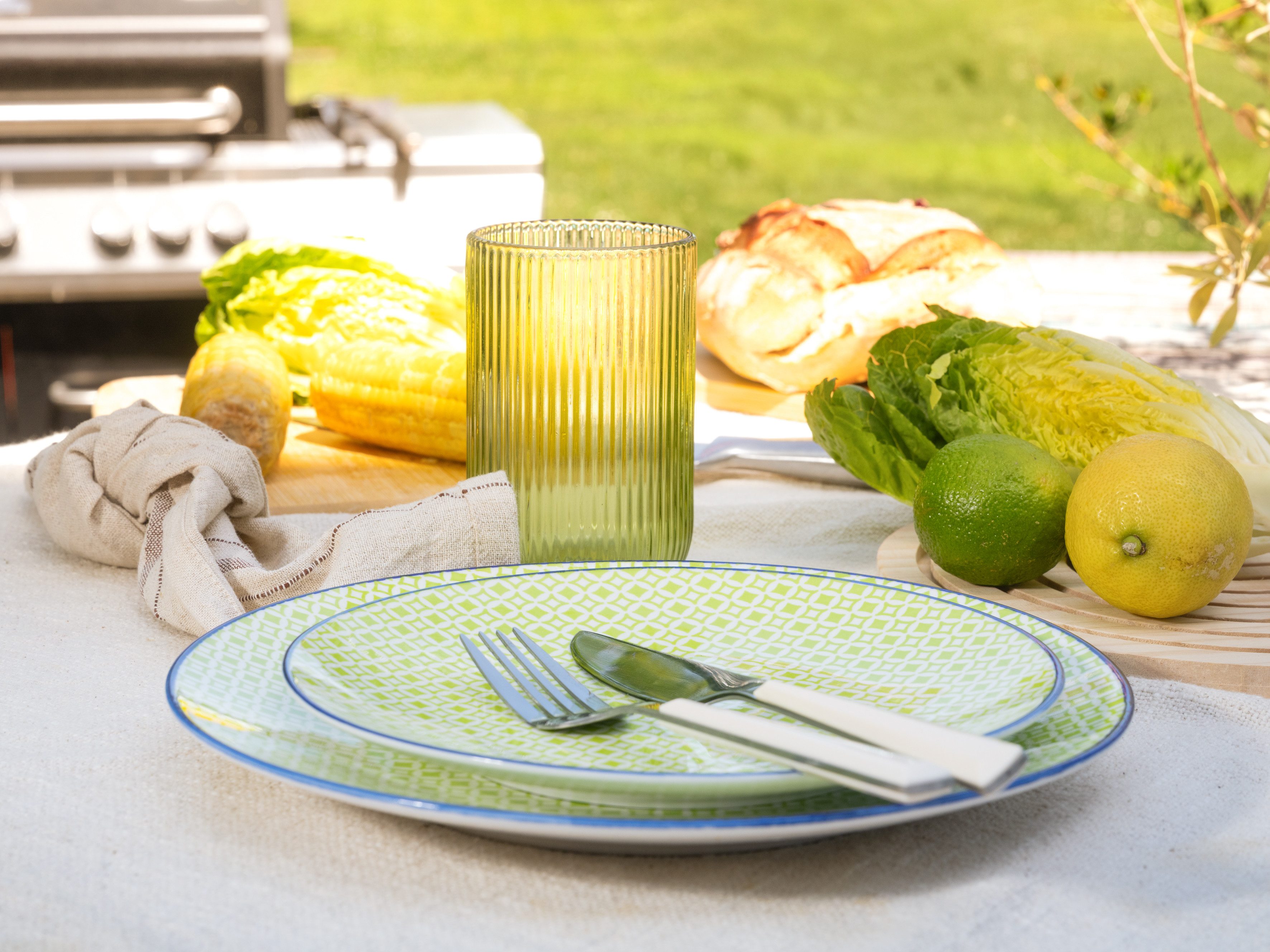 CreaTable Teller-Set Mediterran, Teller Set 12-tlg. (12-tlg), 4 Personen, Steinzeug, Mediterraner Flair, Traditionell keramische Motive