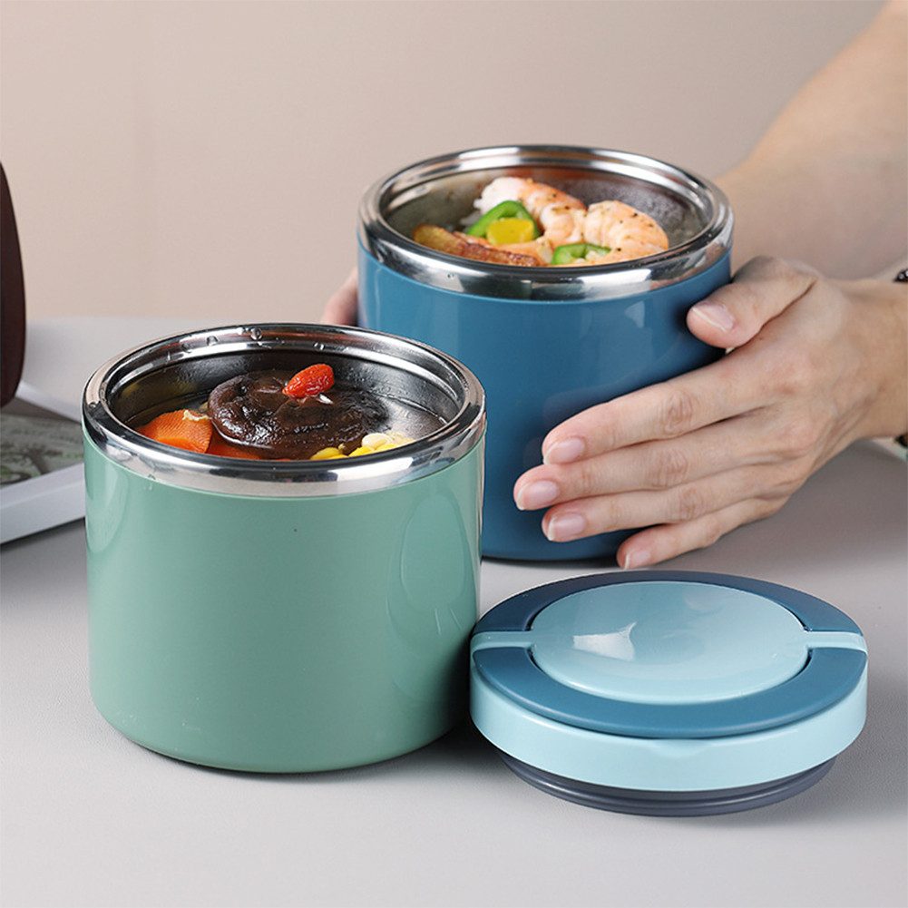 GarveeMore Bowle-Set Tragbare Edelstahl Frühstückstasse Suppenschüssel mitHenkel Thermische, 630/1000ML Thermischer Vorratsbehälter Versiegelte Bento Box MitHen – Bild 3 von 5