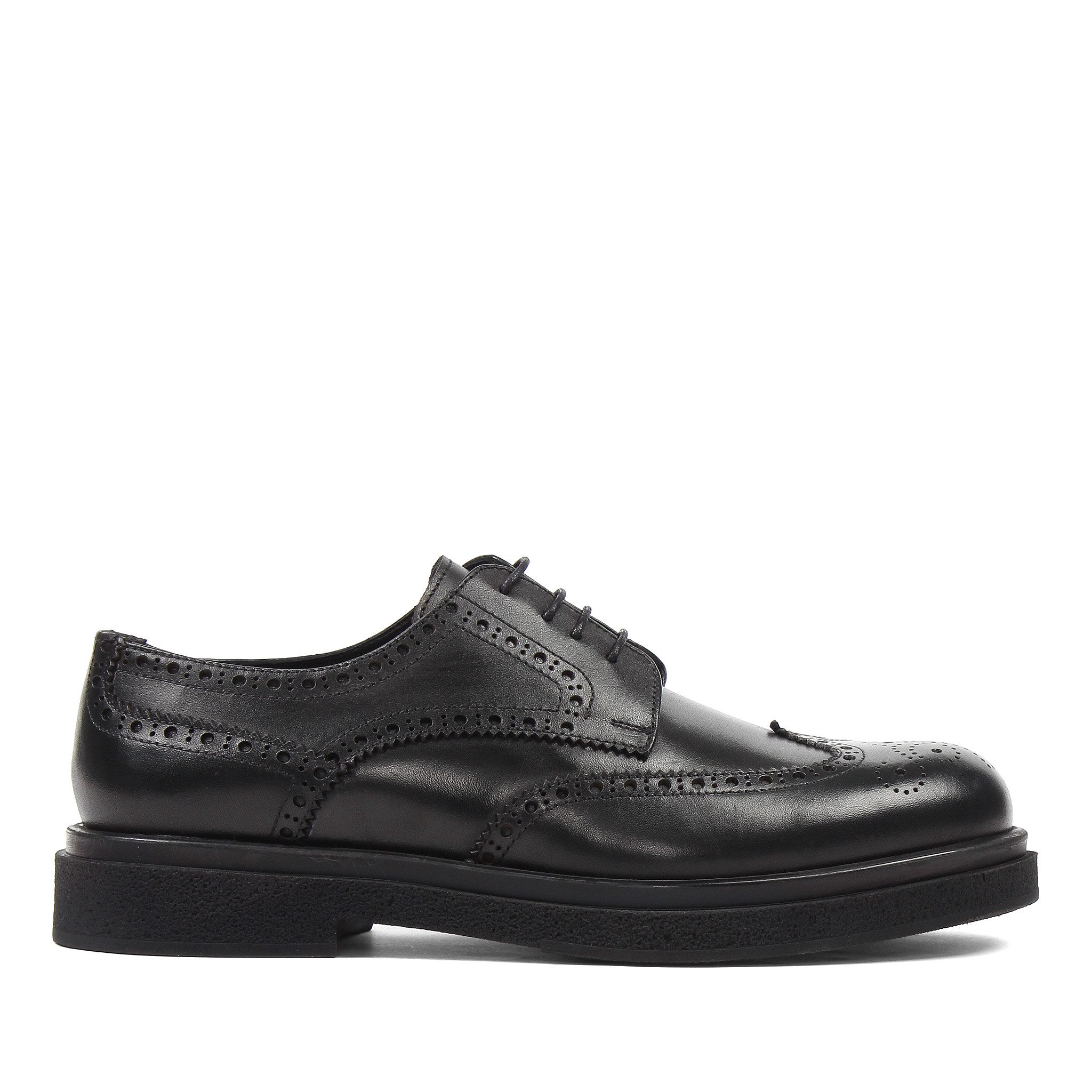 Celal Gültekin Brogue Plateau Blockabsatz Business Freizeit Herren Schnürschuh Glattleder, Brogue-Lochmuster & Echtleder-Futter, Schwarz, 44