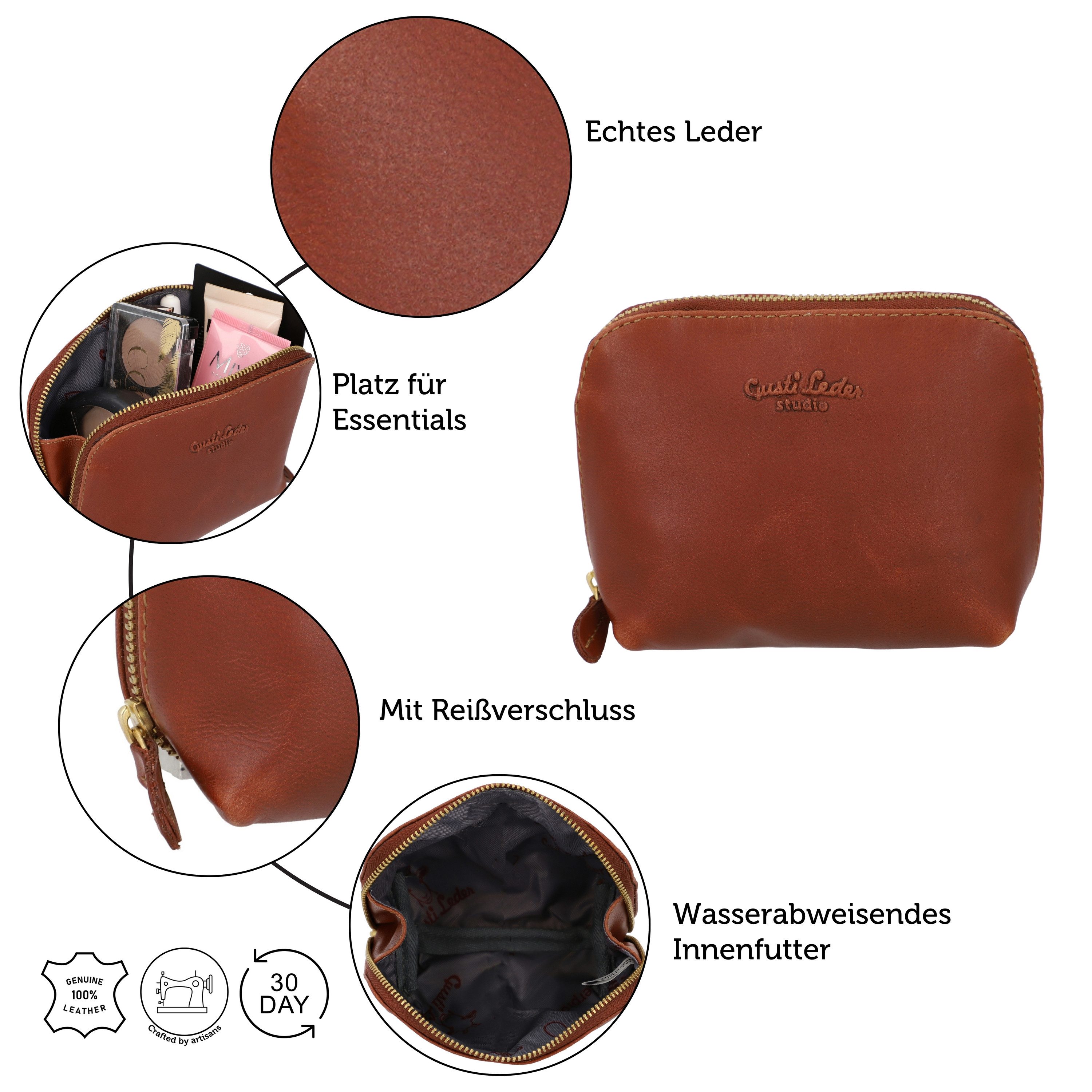 Gusti Leder Kulturbeutel Gusti Leder Kosmetiktasche Leo (1-tlg)