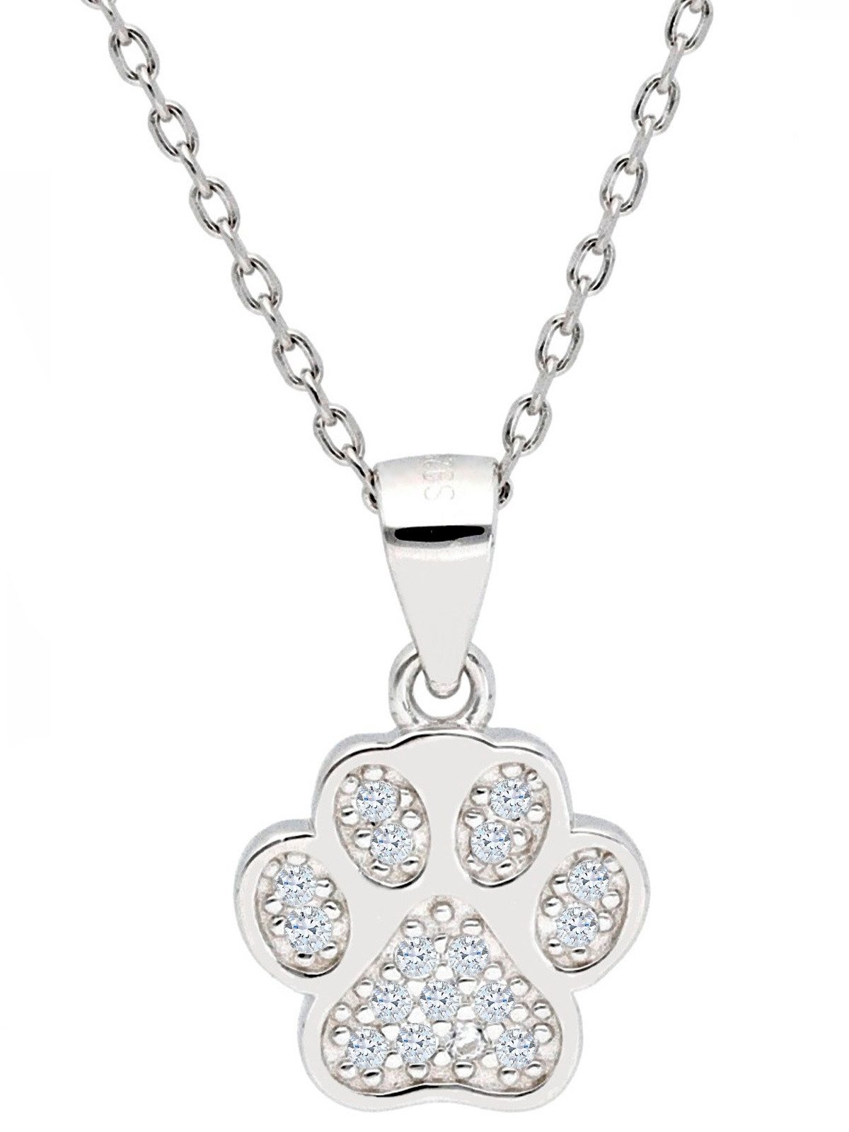 Kette mit Anhänger Pfote Silberkette mit Zirkonia I Liebe zu Tieren