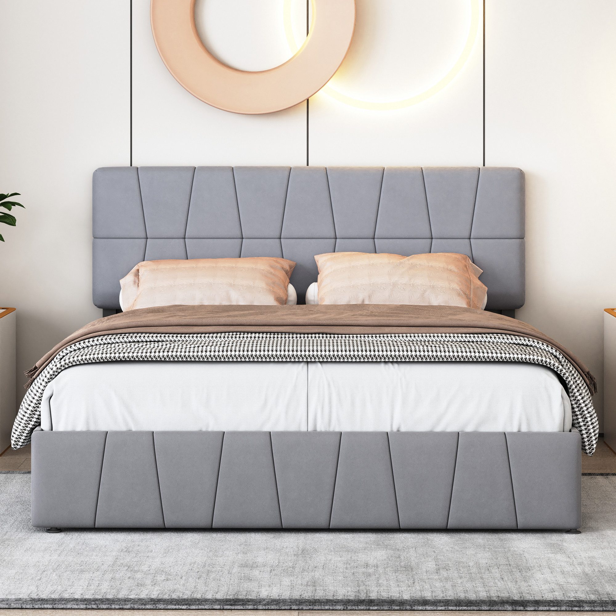 FUROKOY Stauraumbett Polsterbett Doppelbett mit 4 günstig online kaufen