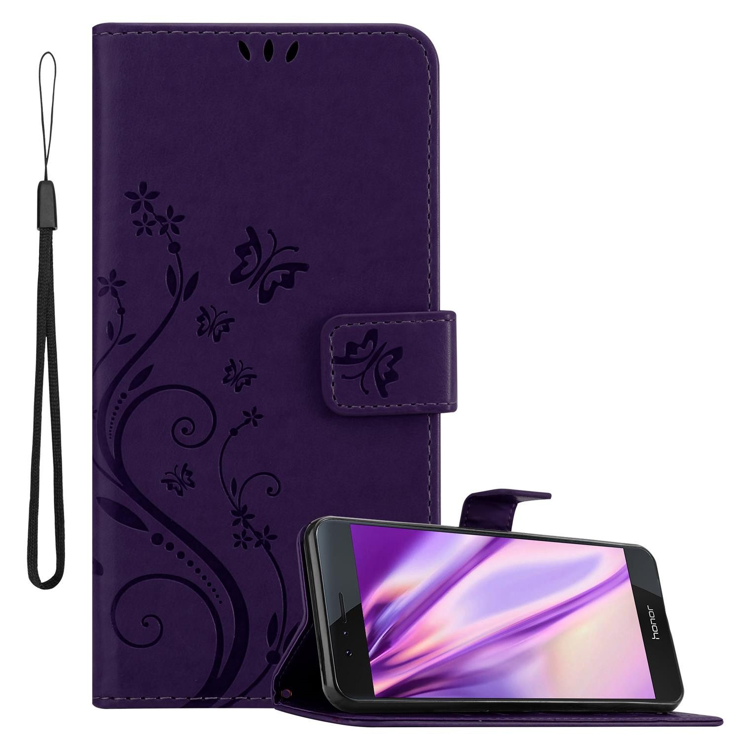 Cadorabo Handyhülle für Honor 8 / 8 PREMIUM Hülle Honor 8 / 8 PREMIUM, Hülle Schutzhülle Blumen Flower mit Standfunktion Kartenfach Magnet