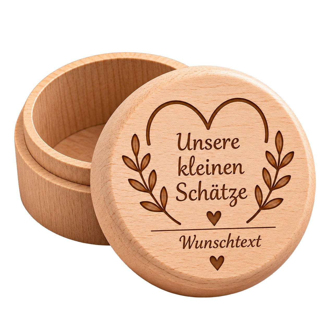 LaGravu Geschenkbox Personalisierte Erinnerungsdose aus Holz für Zähne Haare Kleinkinder, Individuell personalisiert mit Wunschtext