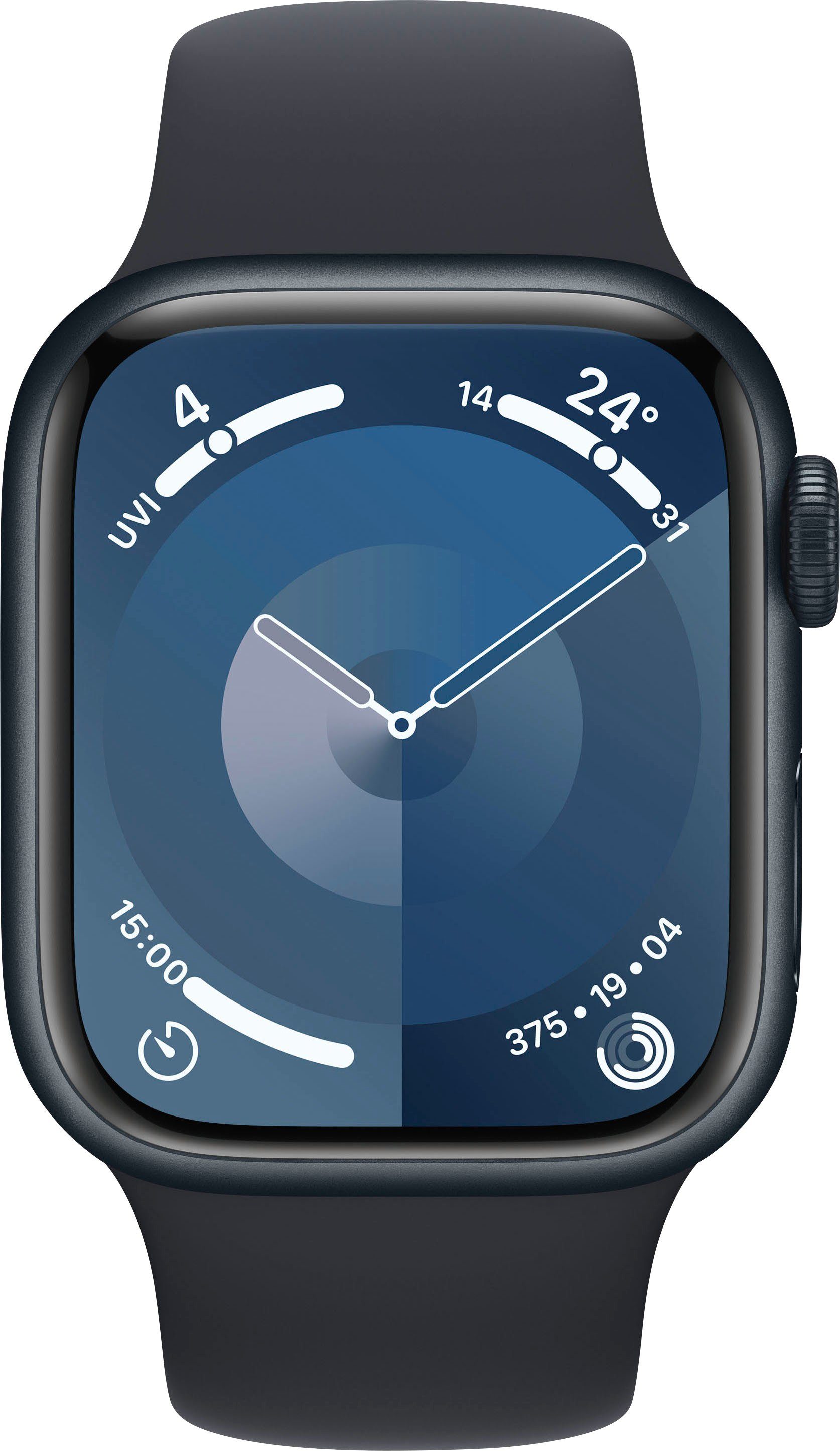 Apple Watch Series 9 GPS 10), Band Aluminium 41mm OS Watch Mitternacht Mitternacht (4,1 M/L cm/1,69 Sport Smartwatch | Zoll