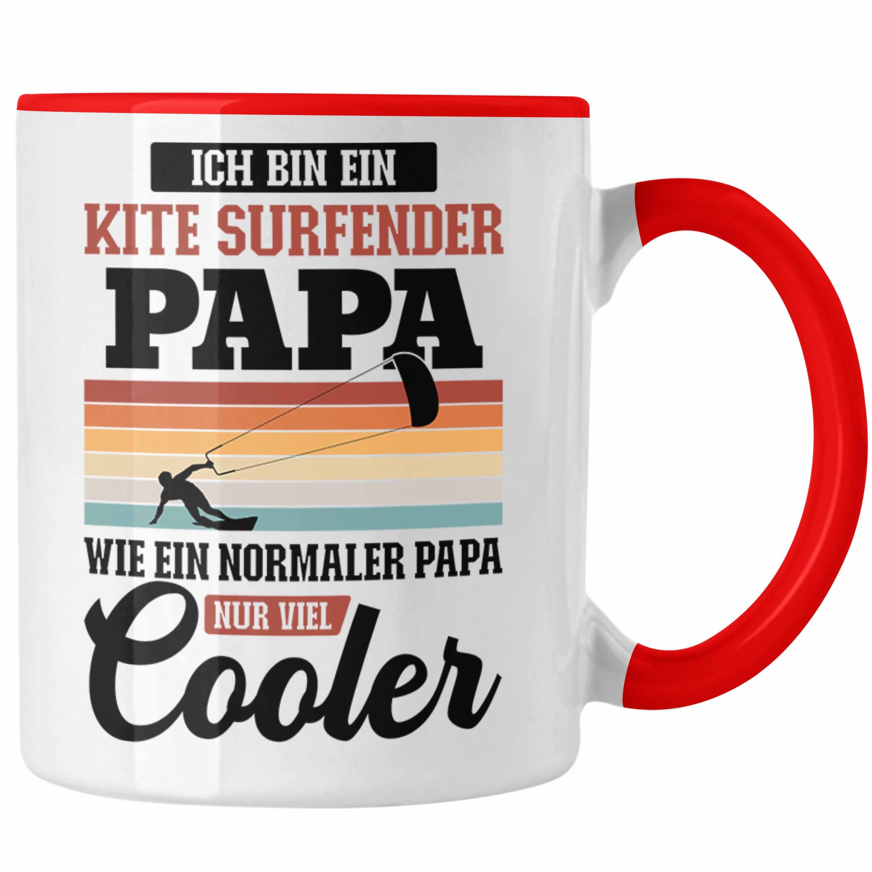 Trendation Tasse Trendation - Kitesurf Papa Kitesurfen Geschenk Tasse Vater Kite Surfender Papa Kitesurfing Rot