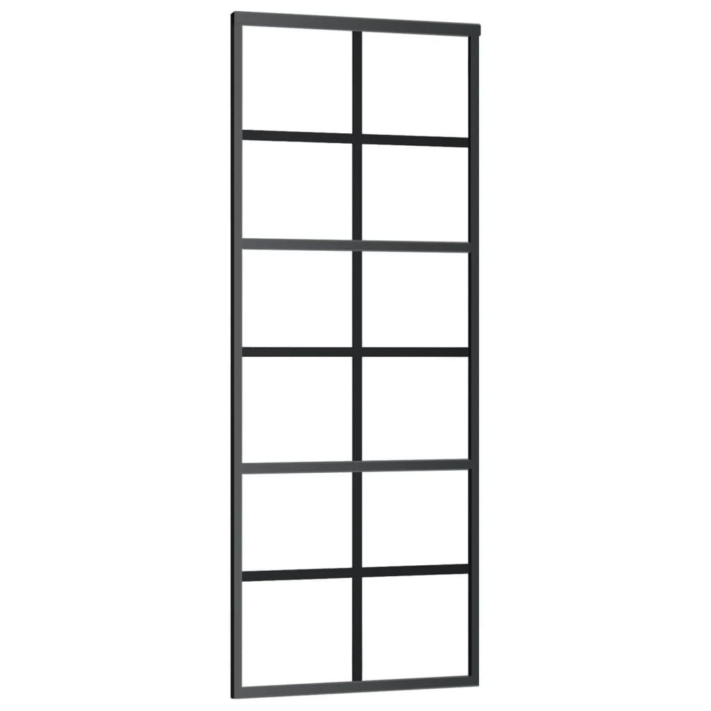 vidaXL Schiebetür Schiebetür ESG-Glas und Aluminium 76x205 cm Schwarz (1-St)