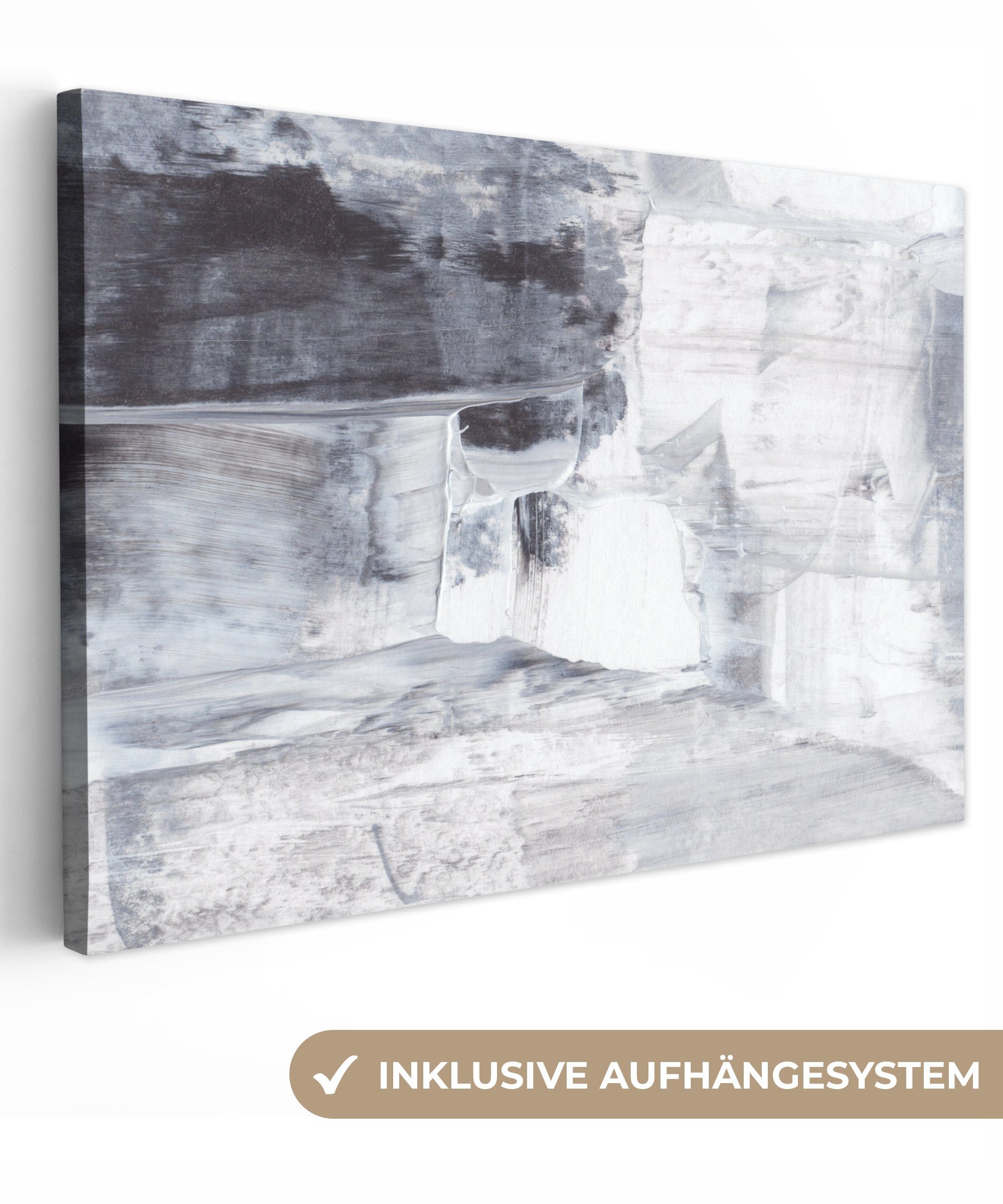OneMillionCanvasses® Leinwandbild Kunst - Farbe - Weiß - Schwarz - Grau, Fo günstig online kaufen