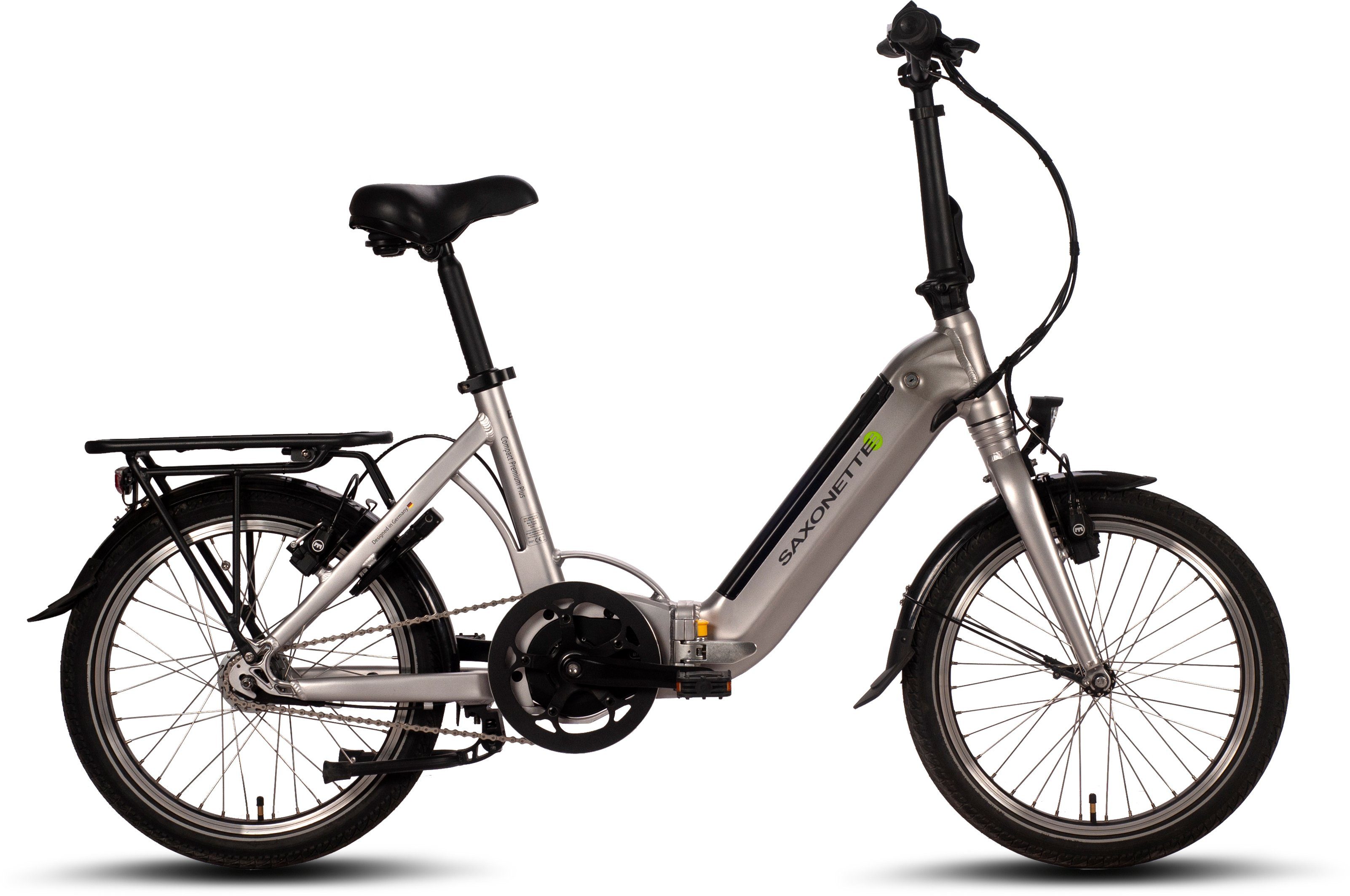 Verkaufspersonal SAXONETTE E-Bike Compact Akku, 7 Premium Nabenschaltung, (mit Gang, Plus, Mittelmotor, 360 Akku-Ladegerät) Wh