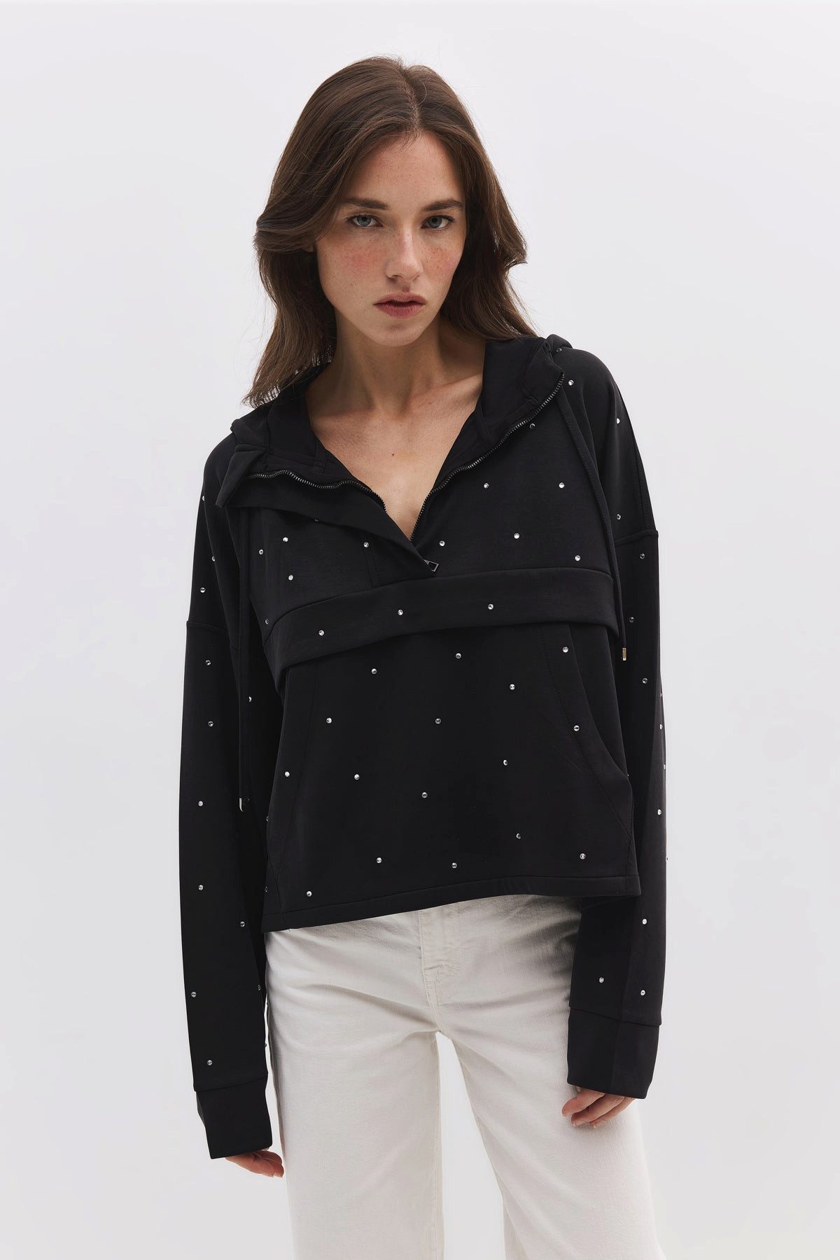 Sweatshirt Sweatshirt aus Modal mit Steinstickerei