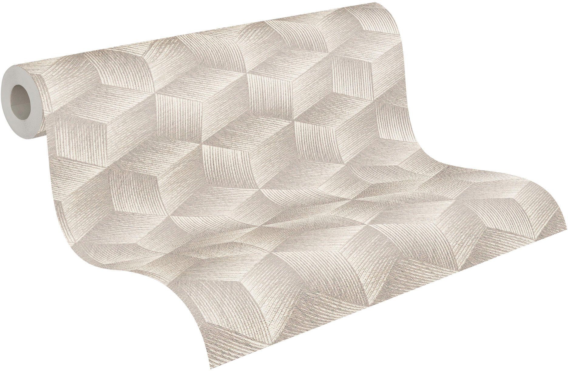 A.S. Création Vliestapete Natural Living 3D Tapete, leicht strukturiert, matt, gemustert, neutral, (1 St), 3D Tapete Vlies Vlies Wand Tapeten Wohnzimmer Schlafzimmer Küche Optik