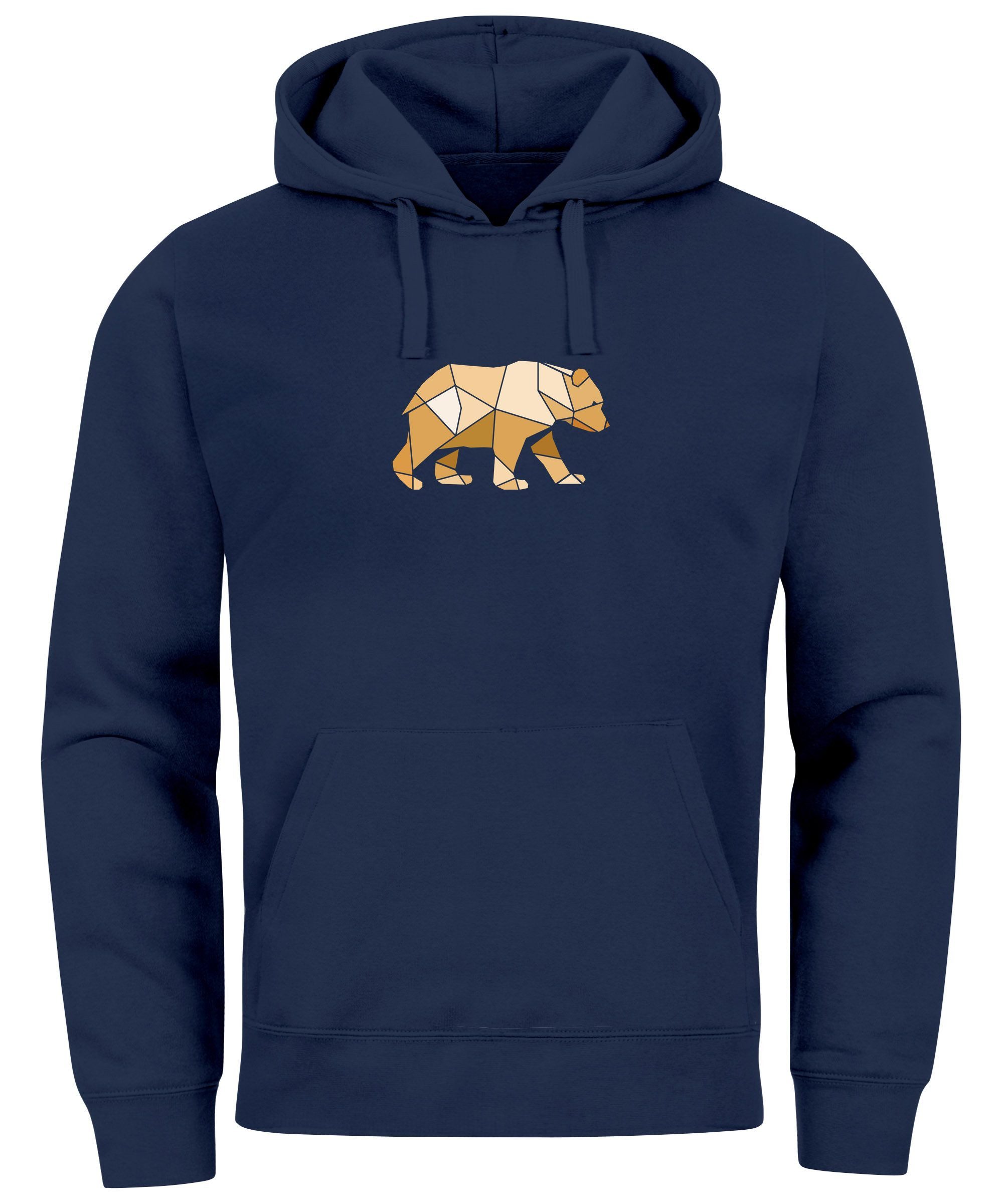 Hoodie Hoodie Herren Bär Aufdruck Grafik Outdoor Polygon Motive Printshirt