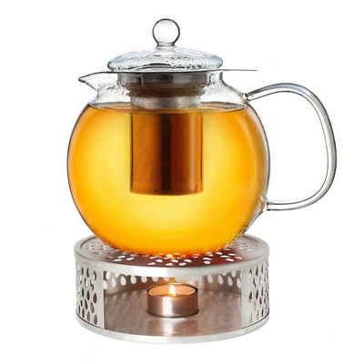 Creano Teekanne »Creano Teekanne aus Glas 1,7l + ein Stövchen aus«, (Set, 1 Teekanne, 1 Stövchen, 1 Deckel)