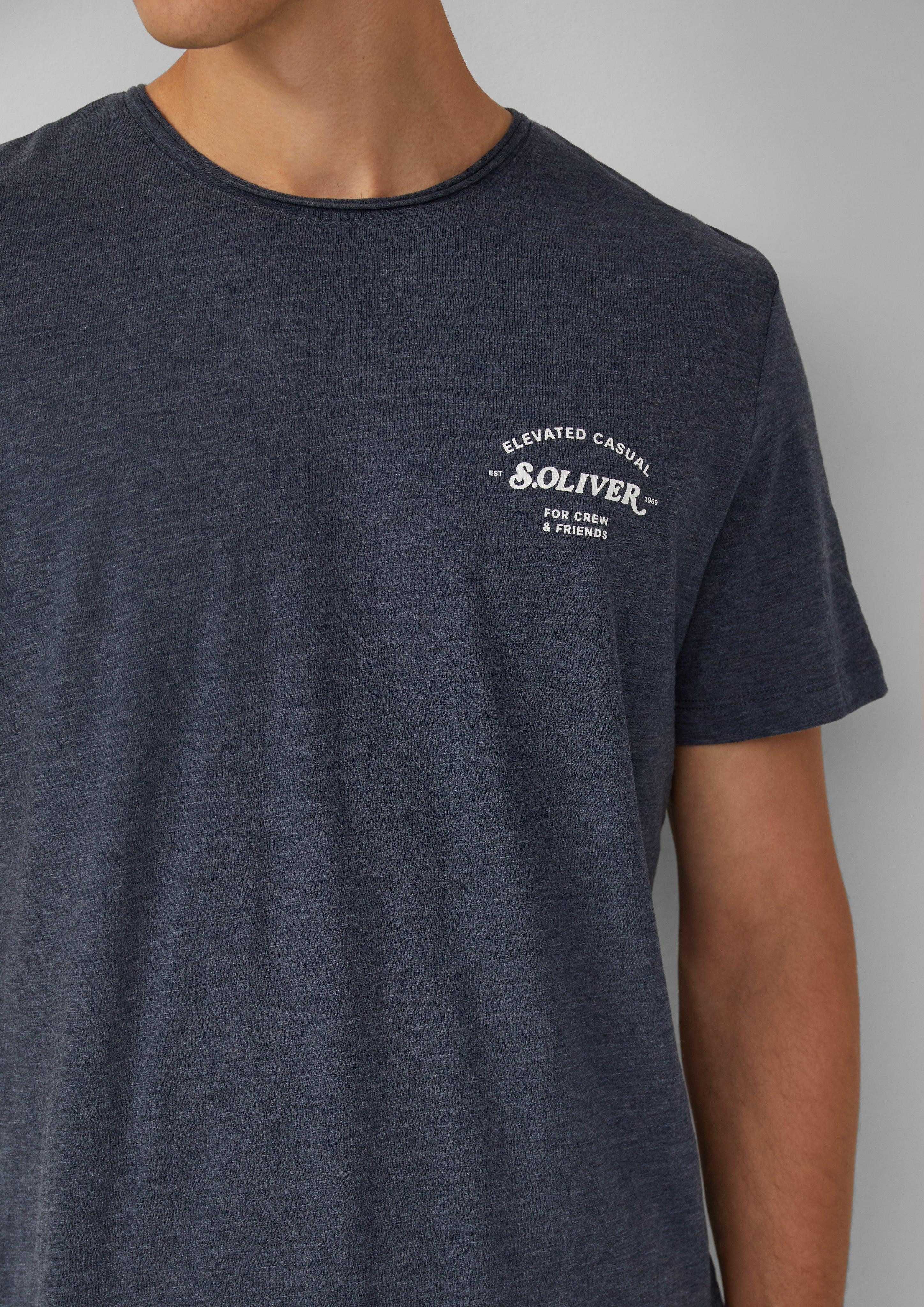 s.Oliver Kurzarmshirt Meliertes T-Shirt mit Rollkante günstig online kaufen