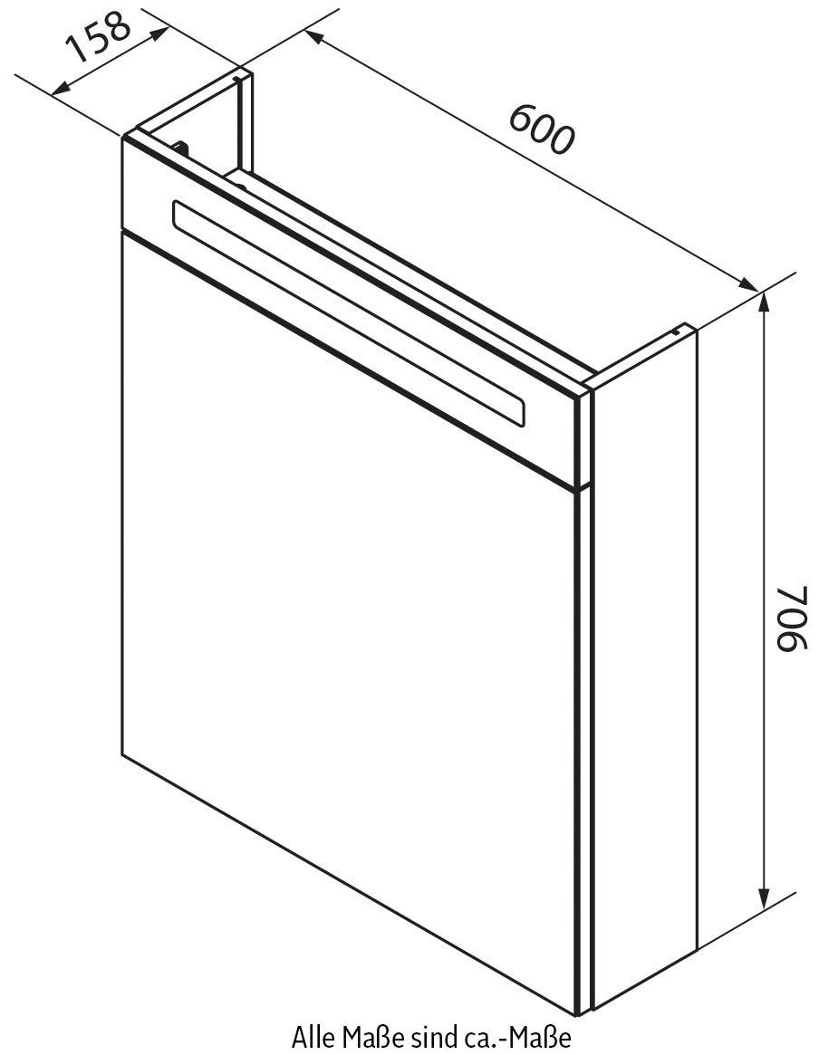 Breite 1 CL FACKELMANN Badmöbel Tür 60 LED-Spiegelschrank, 60 weiß Spiegelschrank - cm,