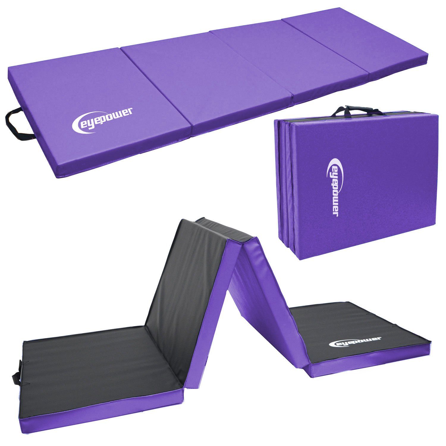 eyepower Weichbodenmatte 180 x 60 x 5 cm - XL Turnmatte für Zuhause - Faltbare Gymnastikmatte, Bodenturnmatte - Klappbare Fitnessmatte - Fallschutzmatte für Kinder