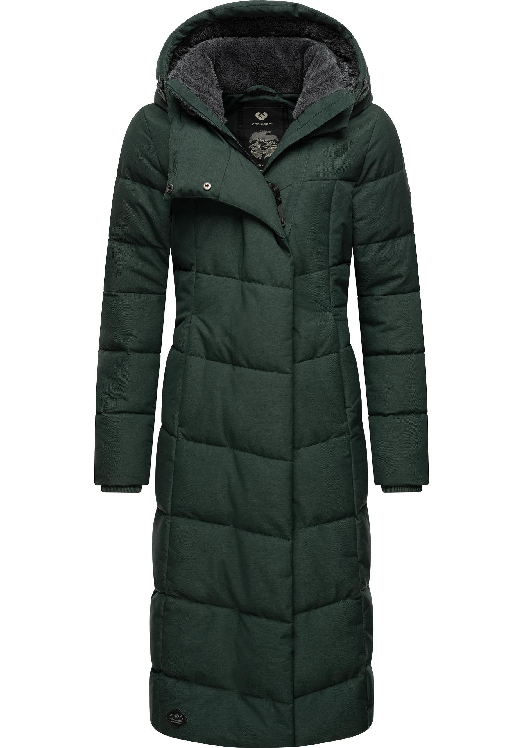 Ragwear Wintermantel Pavla Long extralanger Winterparka mit Teddyfutter und Kapuze