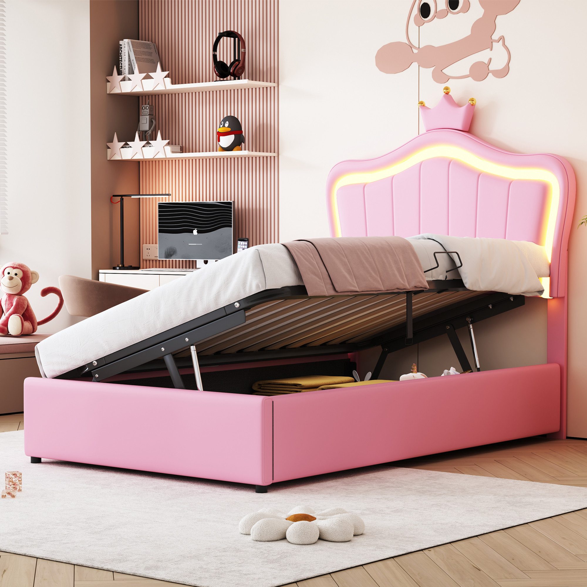 STILVORA Bett Polsterbett 90x200 mit LED günstig online kaufen