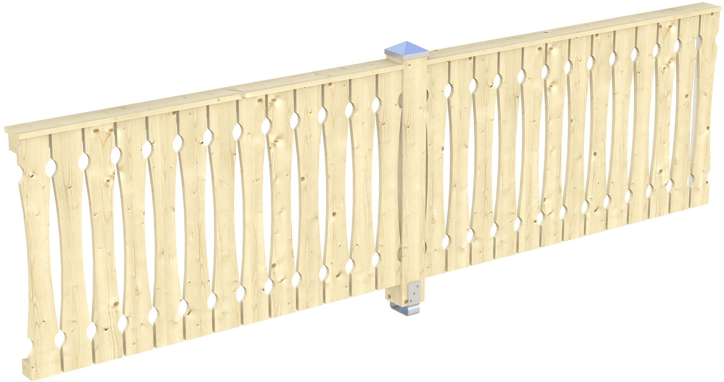 Skanholz Brüstungsgeländer Balkonschalung, 335 cm Länge, 96 cm Höhe, mit 1 Pfosten, für die Seite