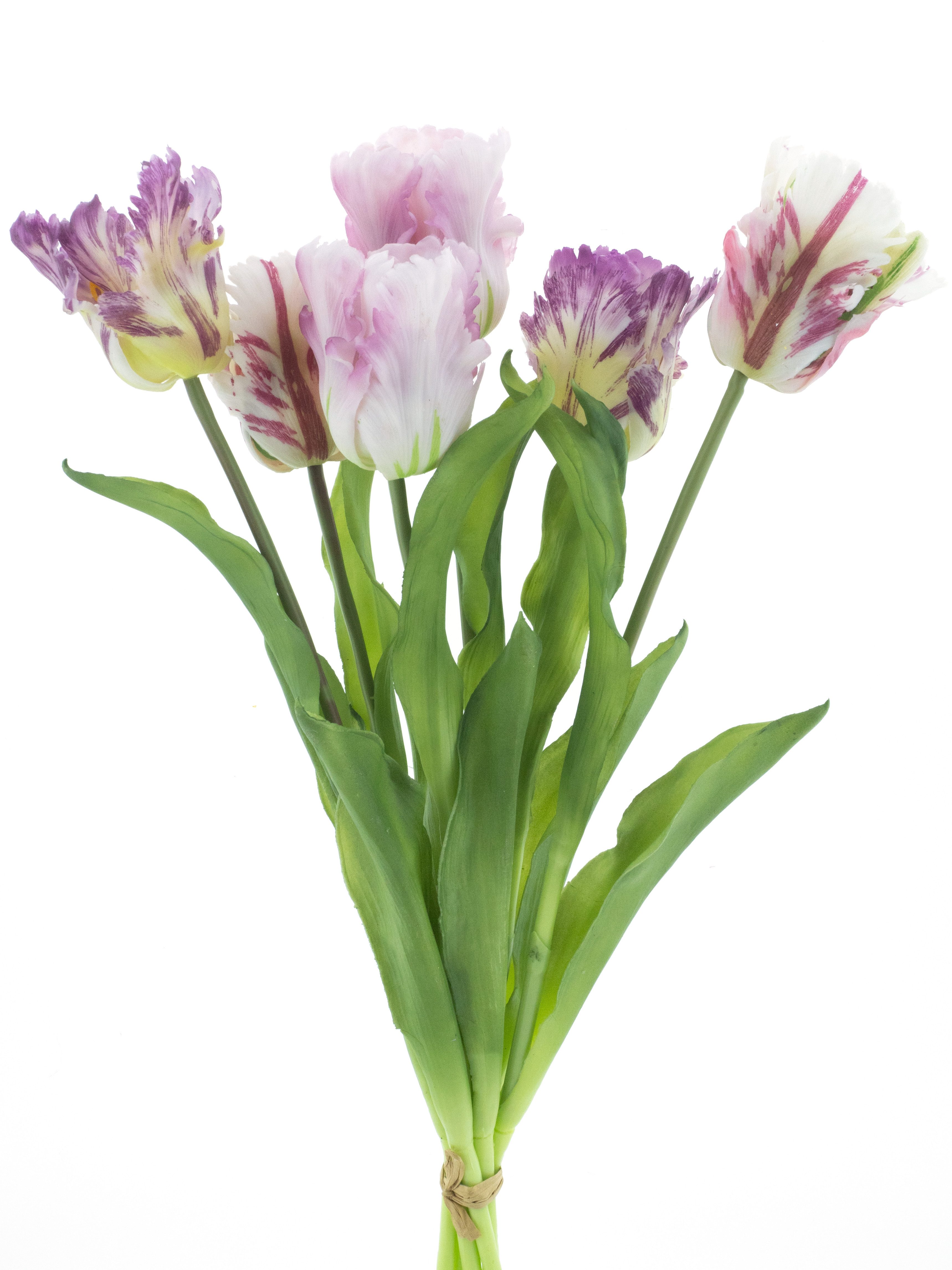 Kunstblume Tulpenbündel Parrot 52cm Real-Touch Tulpenstrauß mit 6 Tulpen Ostern, mucPlants