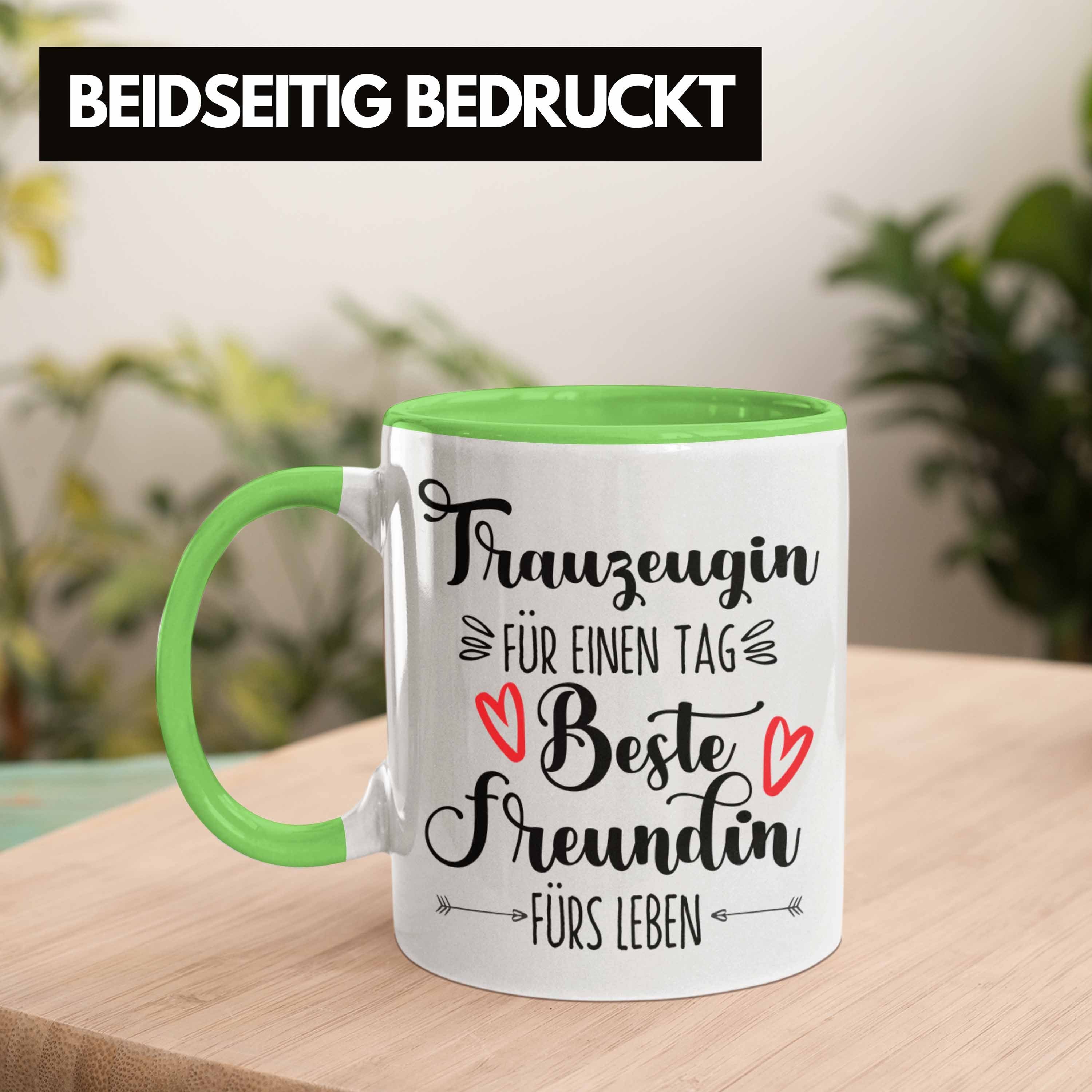 Tasse Trauzeugi Geschenk Trendation Trauzeugin Überraschung Beste Beste Freundin Grün Tasse