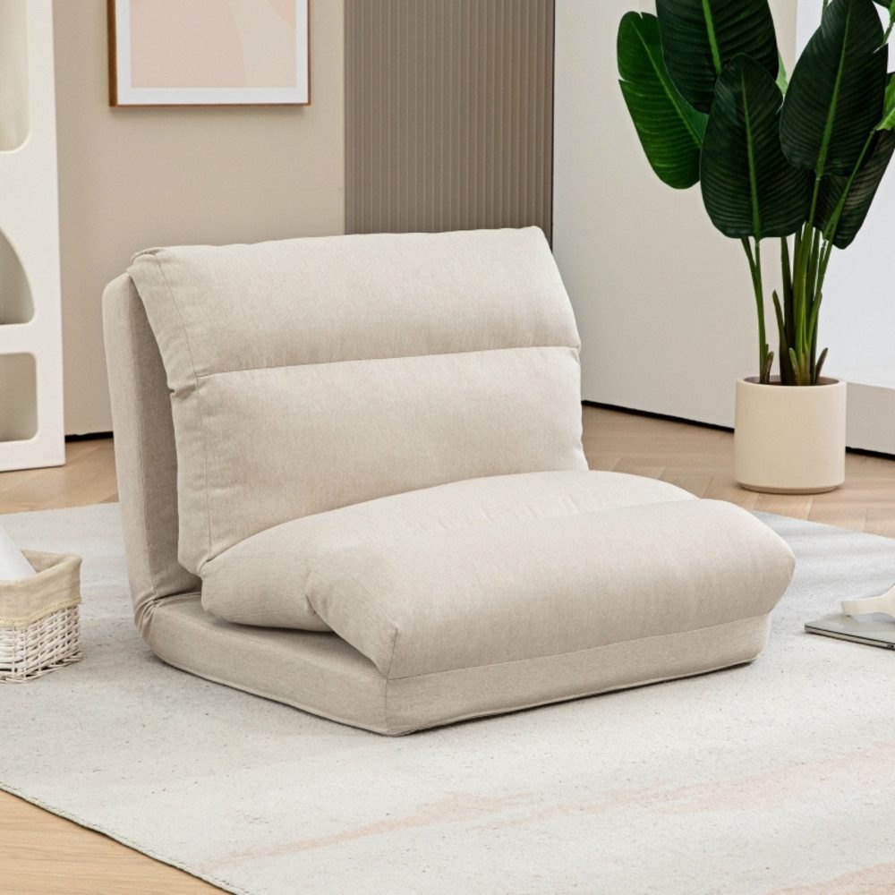 REDOM Bodenkissen Leinenoptik, 70x41x56 cm, mit 6-stufig verstellbarer Rückenlehne, Dicke Sitzpolsterung & Bettfunktion – vielseitig für Wohnzimmer