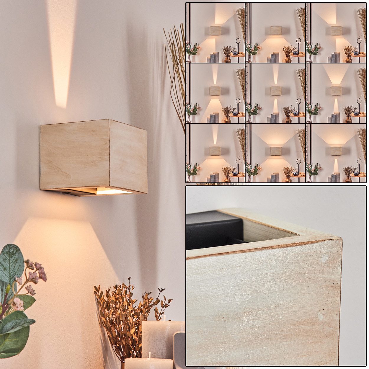 hofstein Wandleuchte LED Wandlampe aus Metall/Holz/Kunststoff günstig online kaufen