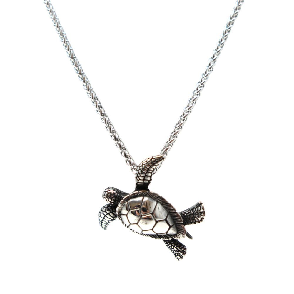DALMARO Edelstahlkette Lederkette Edelstahl 316 TURTLE, Kette mit Anhänger inkl. Schmuckschachtel