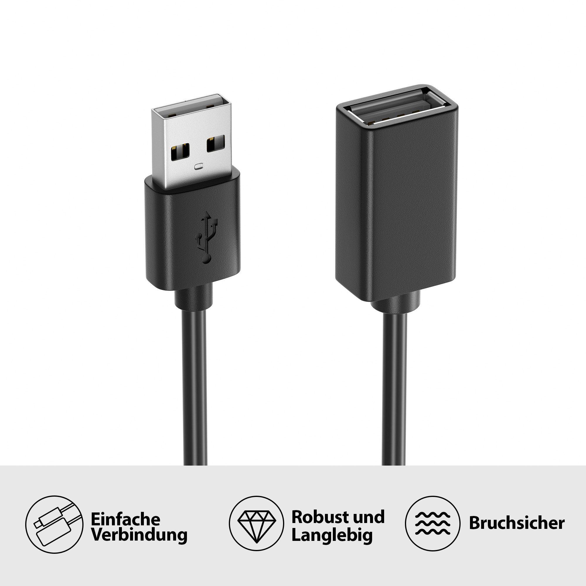 JAMEGA USB 2.0 Verlängerungskabel, USB-A Stecker zu USB-A Buchse Erweiterung USB-Kabel, USB, USB A (50 cm) – Bild 4 von 5
