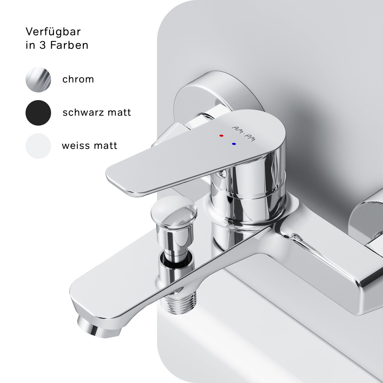 Wasserhahn Mischbatterie AM.PM Hit 35mm, Badewannenarmatur Wasserhahn Bad Chrom Keramikkartusche Badewanne, Armatur, Wannenarmatur (Mischbatterie) Bad