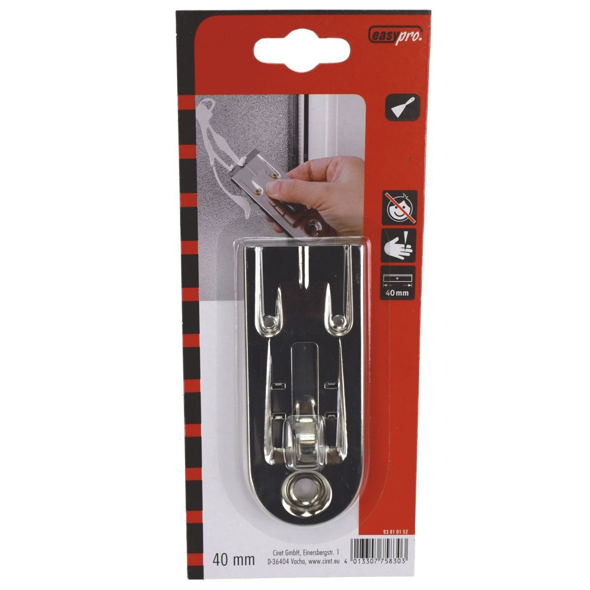 Color Expert Universalschaber Glasschaber Metall Farbschaber 40mm Fensterschaber Klinge austauschbar und einziehbar