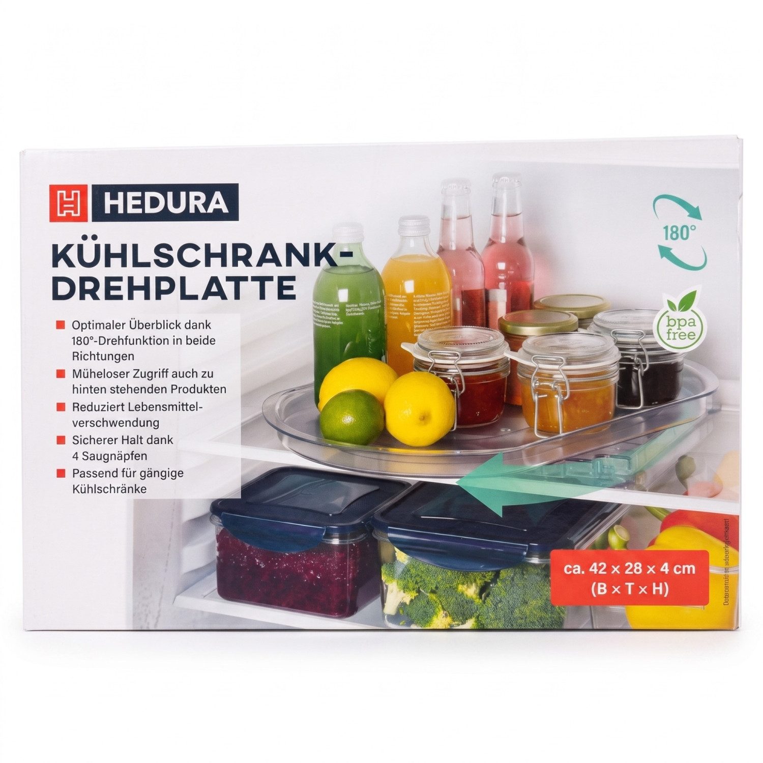 Kremer Drehteller HEDURA Kühlschrank-Drehplatte Drehteller Universal Organizer, (1-St)