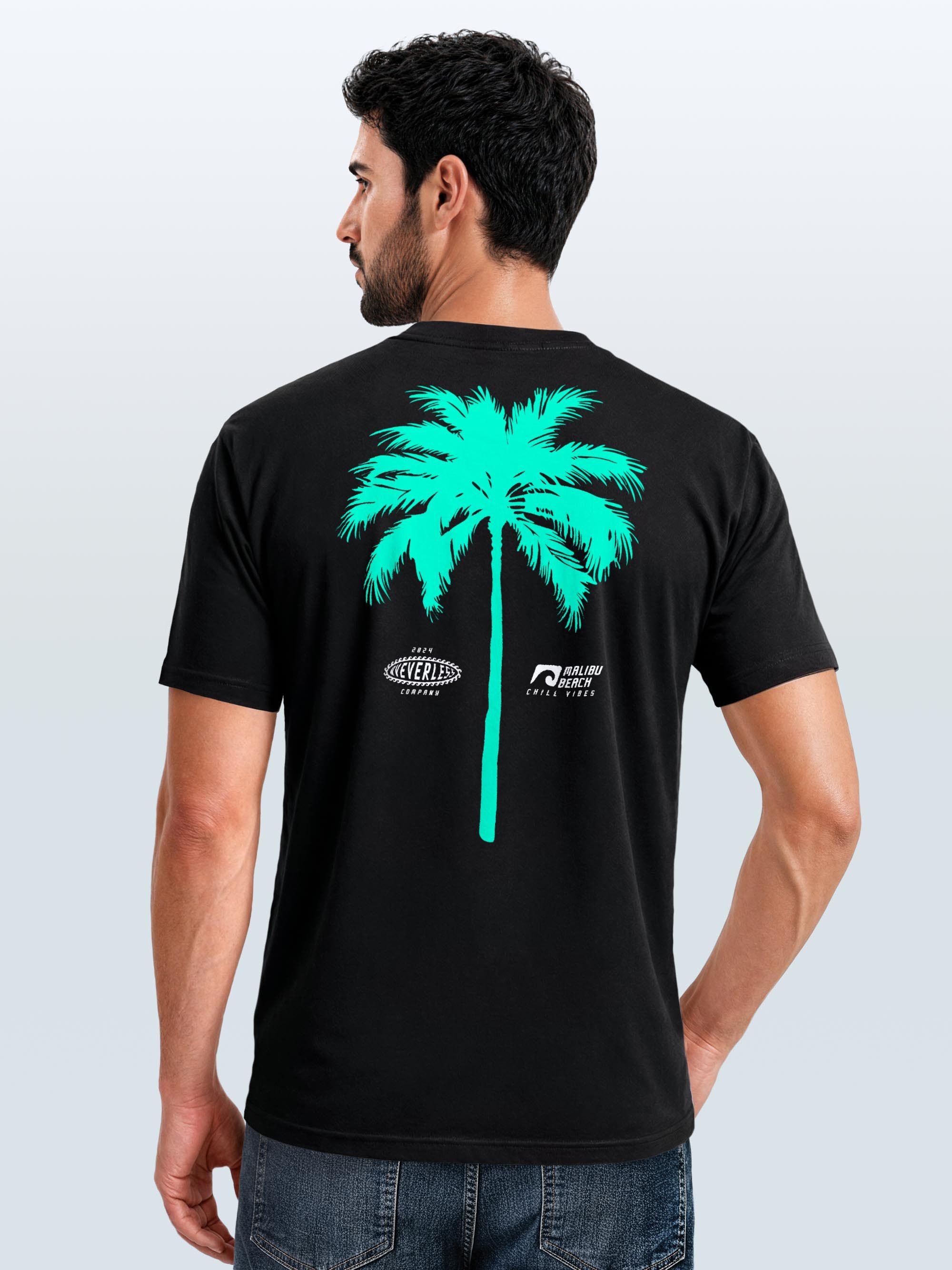 Neverless Print-Shirt Herren T-Shirt mit Palmen-Print Baumwollstoff und Grafik Aufdruck mit Print