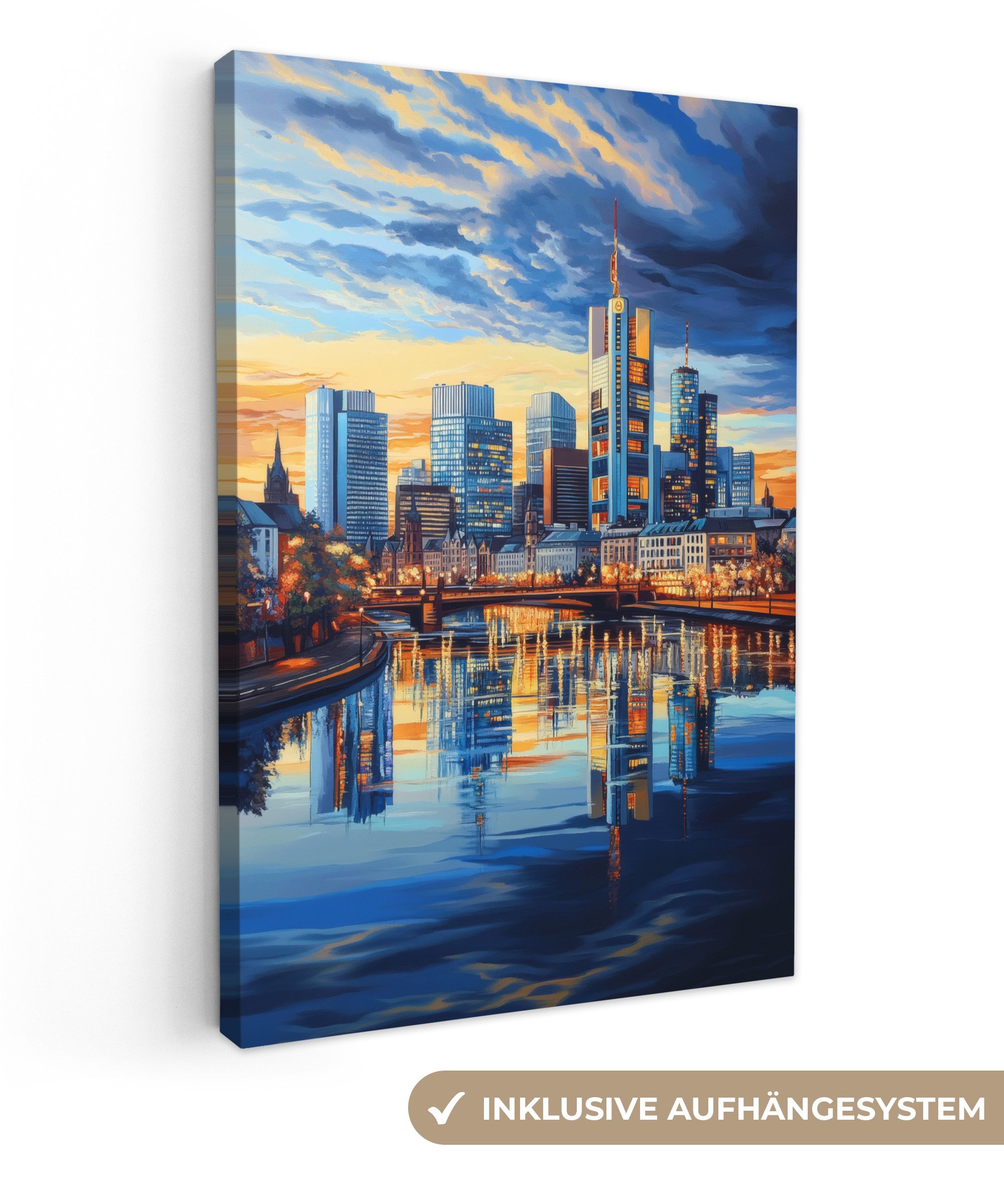 OneMillionCanvasses® Leinwandbild Sonnenuntergang Frankfurt - Stadt - Skyli günstig online kaufen