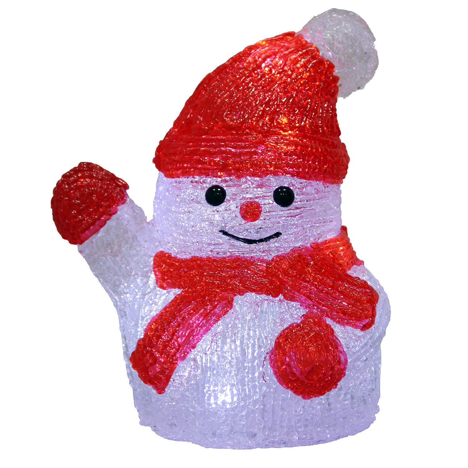 Deuba Dekofigur, Acryl Figur mit LED Schneemann 18,5x15x11cm Batterie Weihnachtsdeko