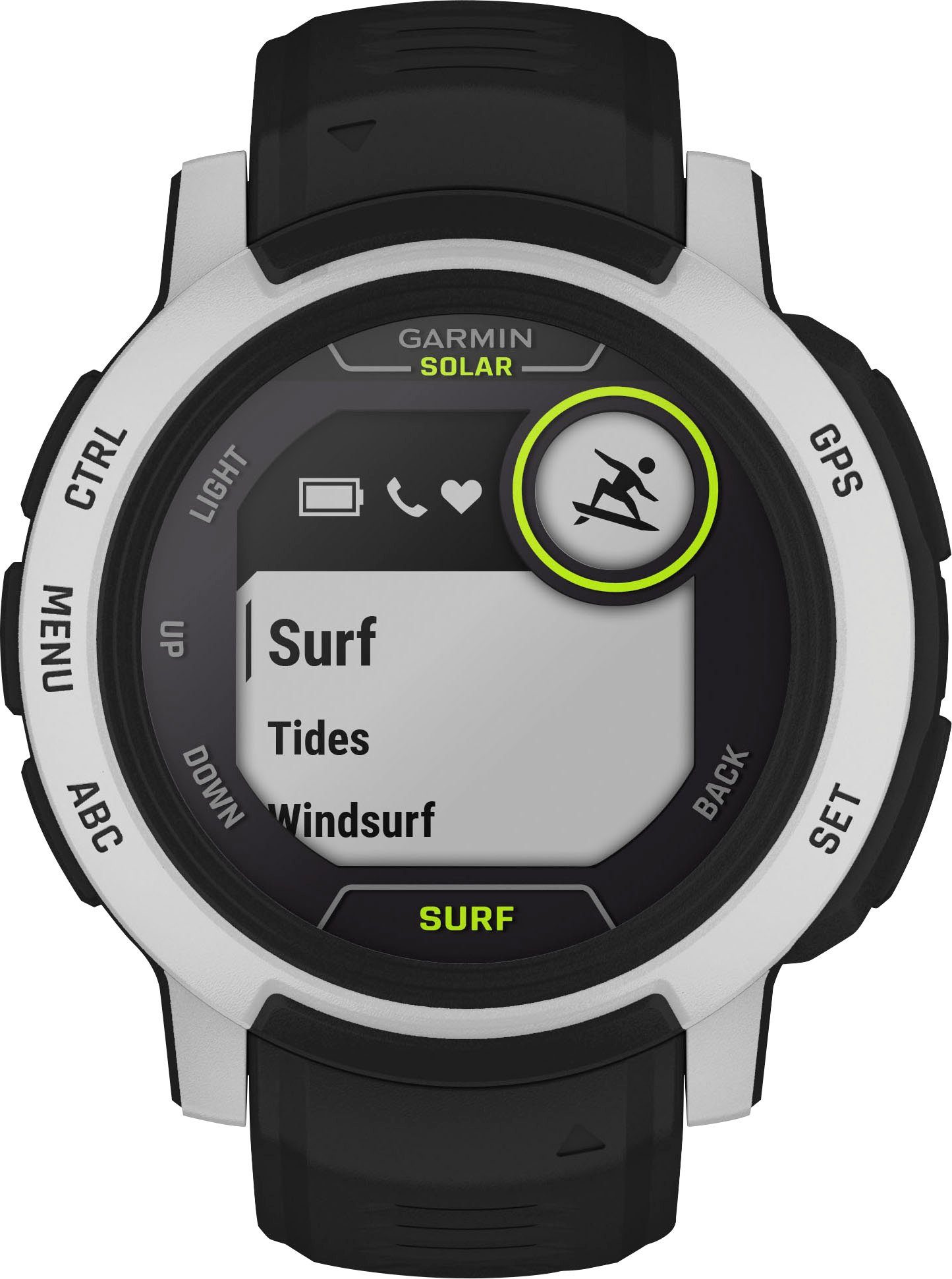 Garmin INSTINCT 2 SOLAR SURF EDITION Smartwatch (2,3 cm/0,9 Zoll, Garmin), 2,3  cm / 0,9