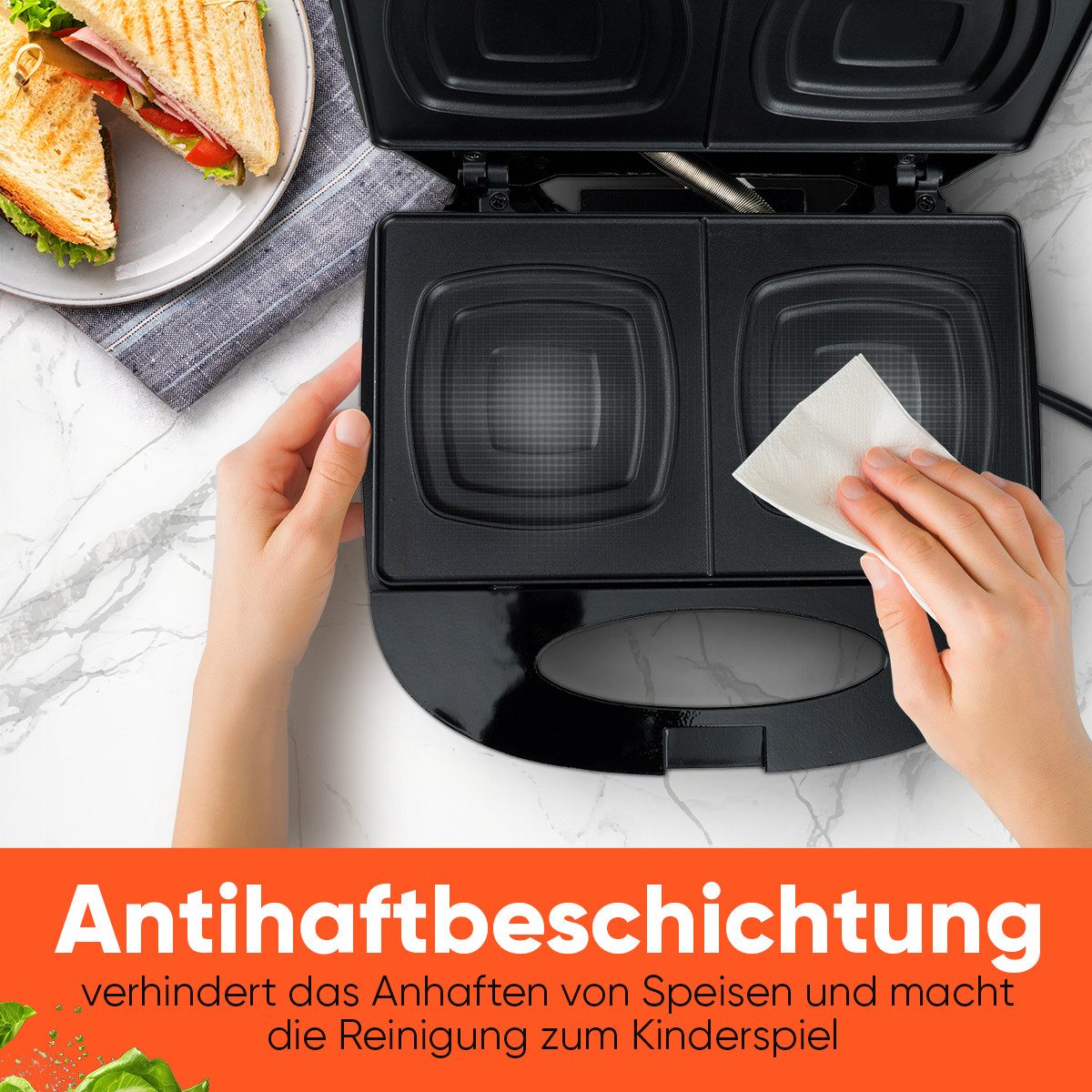 BOMANN Sandwichmaker ST 6074 CB, Sandwichtoaster mit Backampel & isolierter Griff