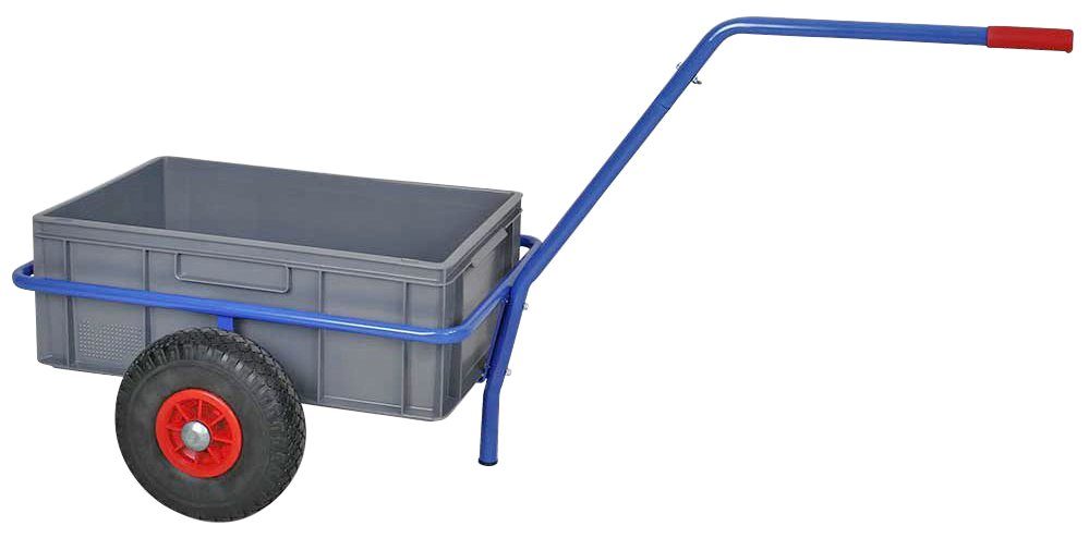 Handwagen, Tragkraft 200 kg, kunststoffbeschichtet in Farbe blau RAL 5010 | Bollerwagen