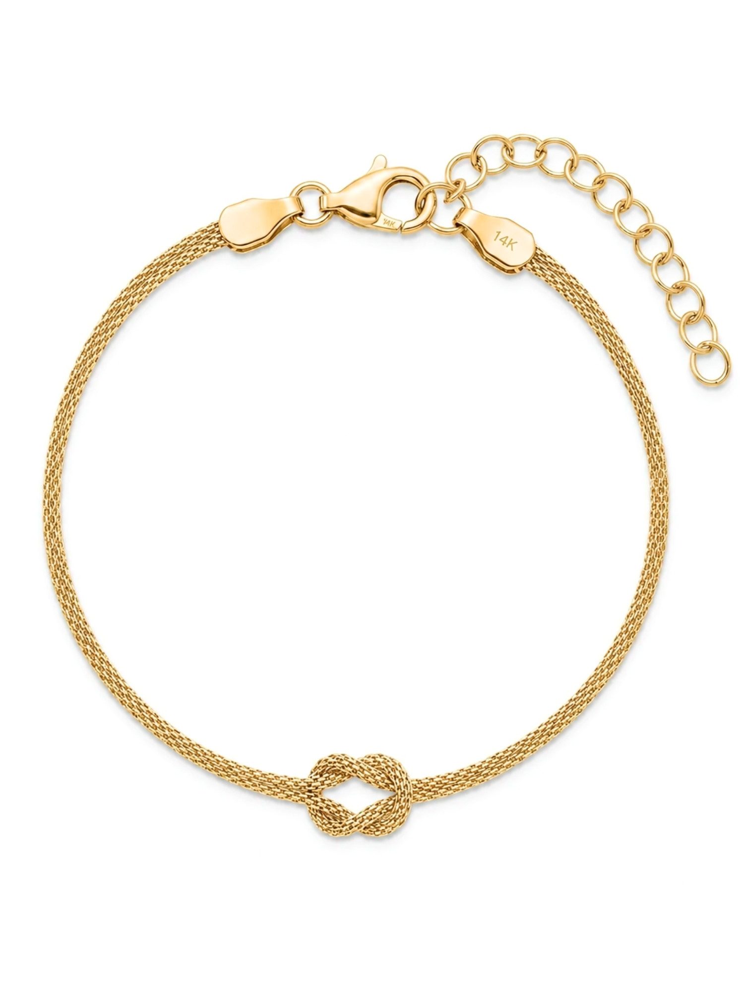 Antares Gold Goldarmband Damen Knotenarmband aus 585er Gold (14 Karat), Made in Italy, Doppelstrang-Armband in Gelbgold