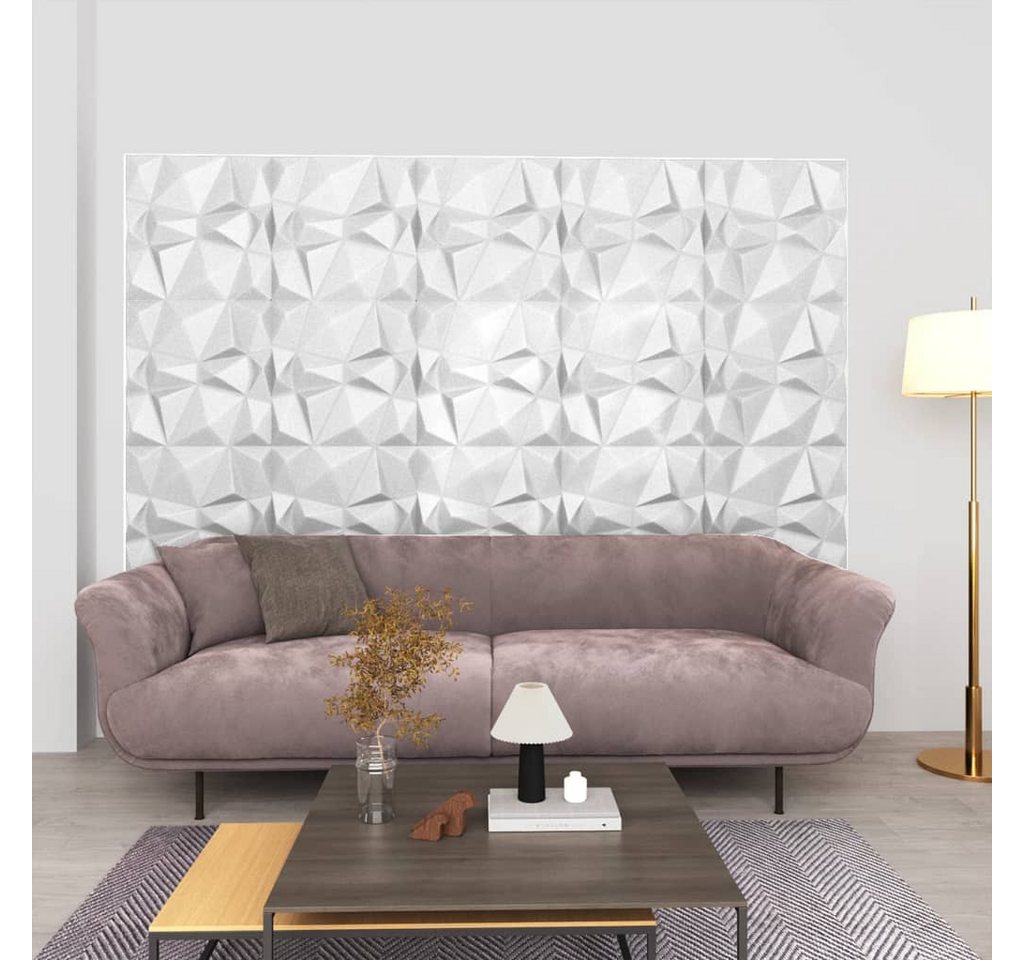 Thumbnail - vidaXL 3D Wandpaneel, Wandverkleidung 24 Stk. 50x50 cm Diamantweiß 6 m²