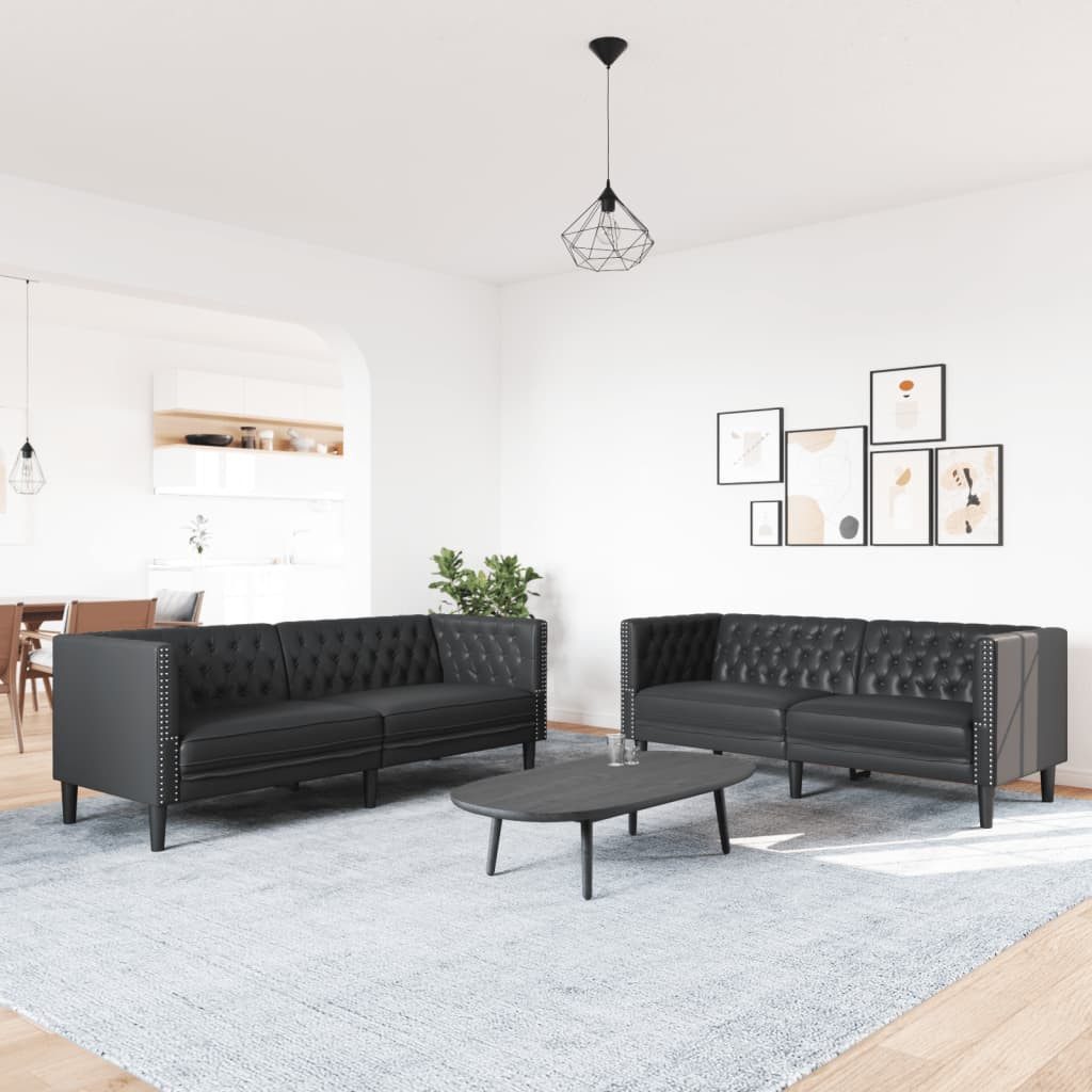 vidaXL Sofa 2-tlg. Chesterfield-Sofa-Set Schwarz Kunstleder günstig online kaufen