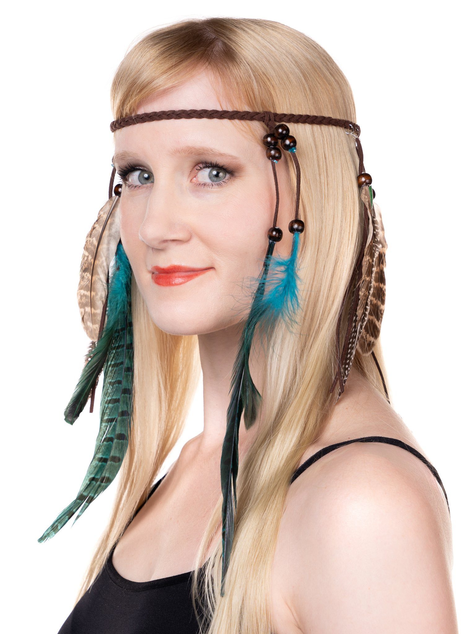 Hippie-Kostüm Haarband mit Federn