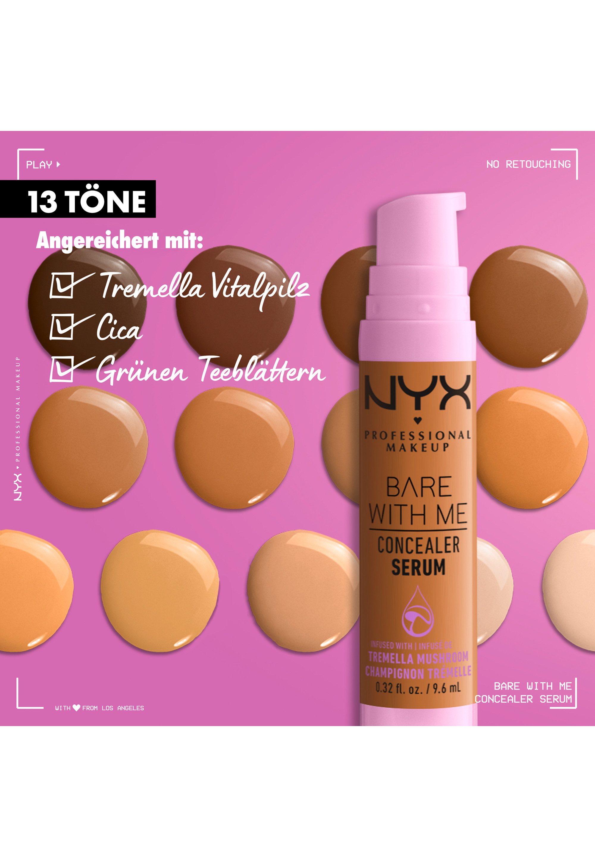NYX PROFESSIONAL MAKEUP Concealer Bare With Me Concealer Serum, mittlere Deckkraft, kaschiert, rote oder entzündete Hautstellen