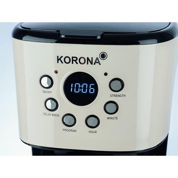 KORONA Filterkaffeemaschine Retro Kaffeemaschine, Vintage Design, Timer, 900 Watt, 1,5 L, LCD Anzeige, Permanentfilter