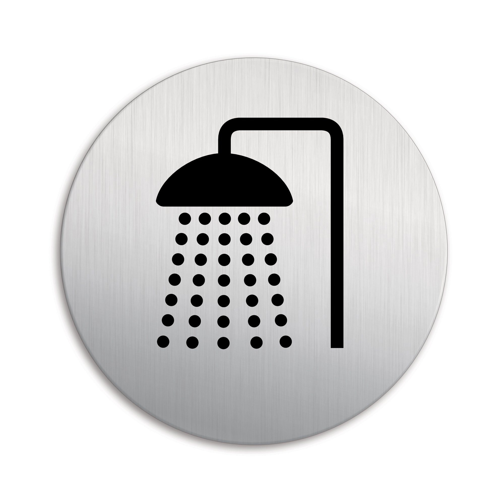 OFFORM DESIGN Hinweisschild Dusche Bad Ø 100 mm Aluminium Edelstahloptik selbstklebend, (1 St)