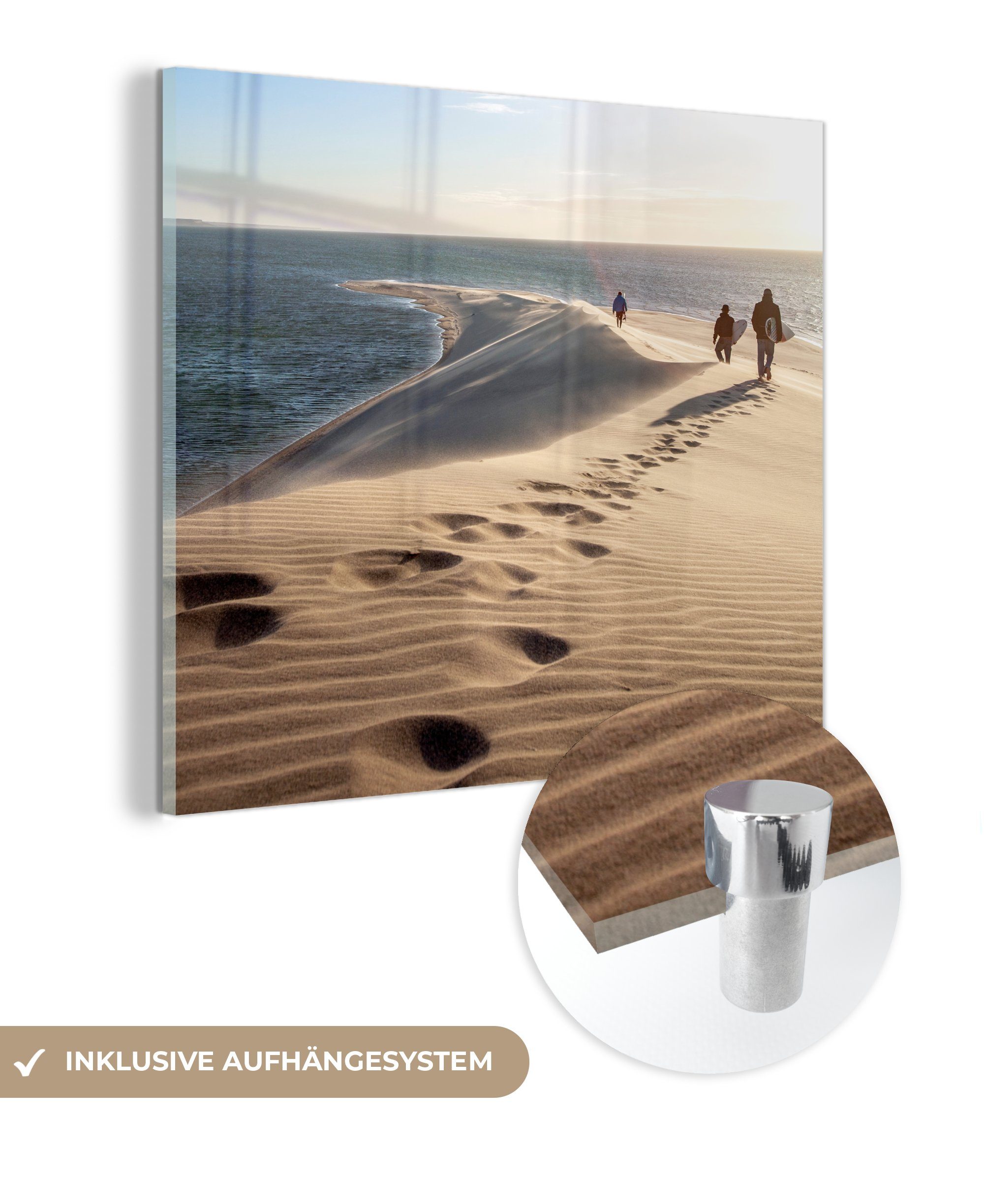 MuchoWow Acrylglasbild Sanddünen am auf Meer, - Glasbilder St), Glas auf (1 Wanddekoration Foto - Wandbild Glas Bilder 